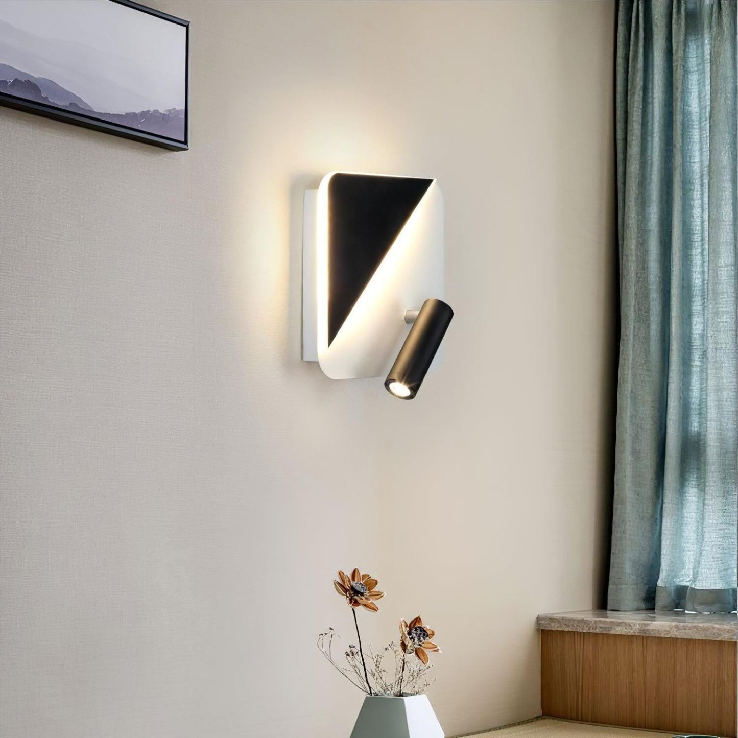 Edge Minimalismo Metal Negro Blanco Aplique Salón Comedor