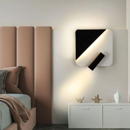 Edge Minimalismo Metal Negro Blanco Aplique Salón Comedor