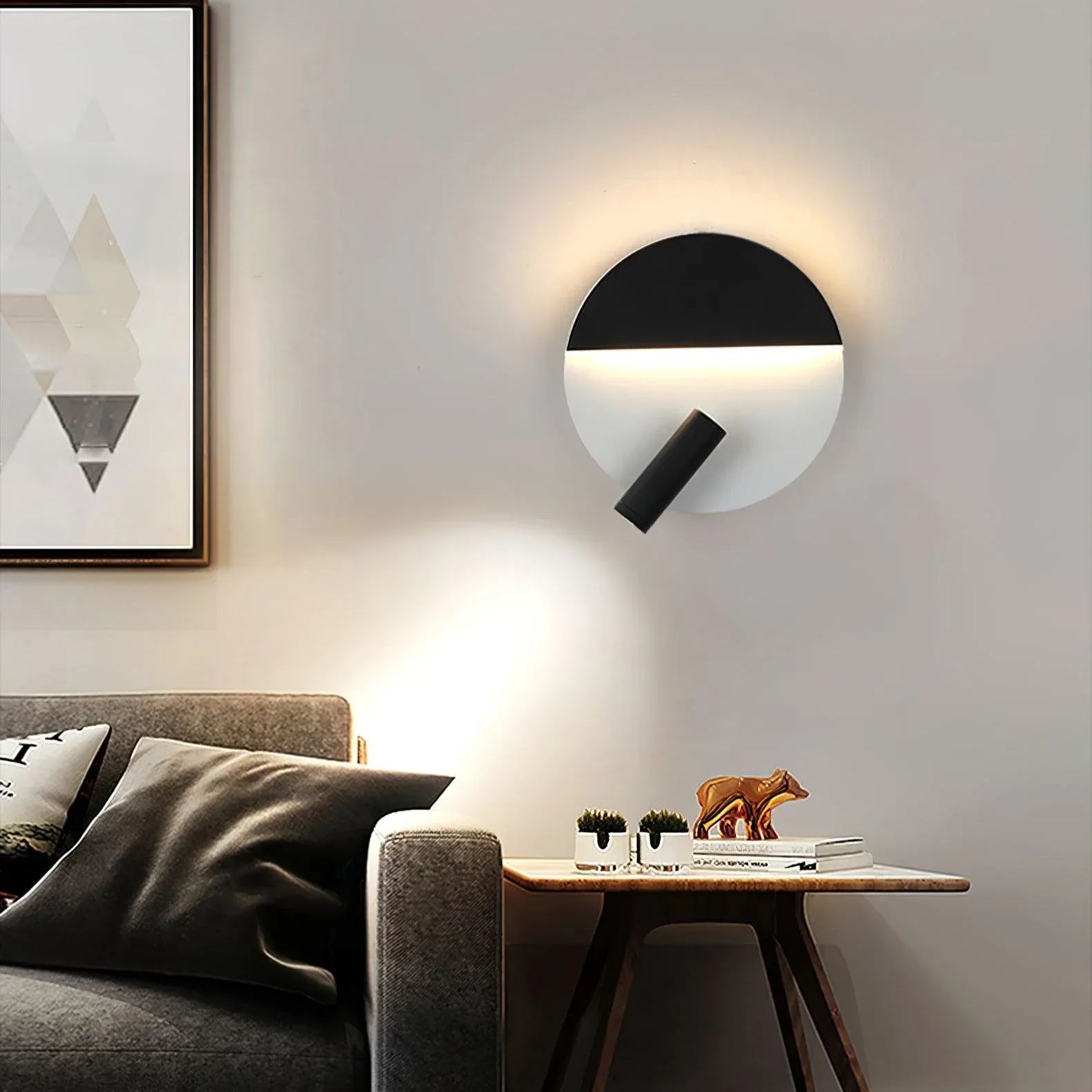 Edge Minimalismo Metal Negro Blanco Aplique Salón Comedor
