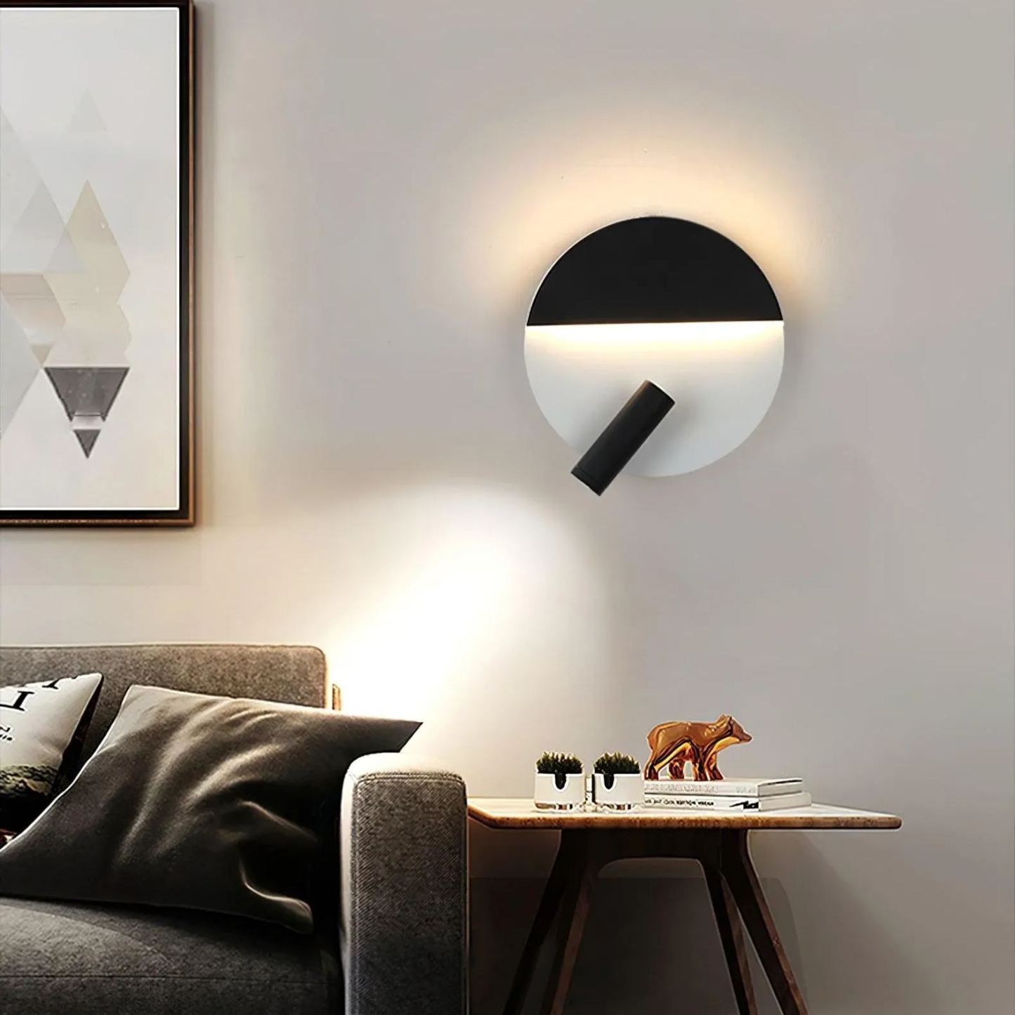 Edge Minimalismo Metal Negro Blanco Aplique Salón Comedor