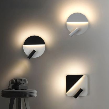 Edge Minimalismo Metal Negro Blanco Aplique Salón Comedor