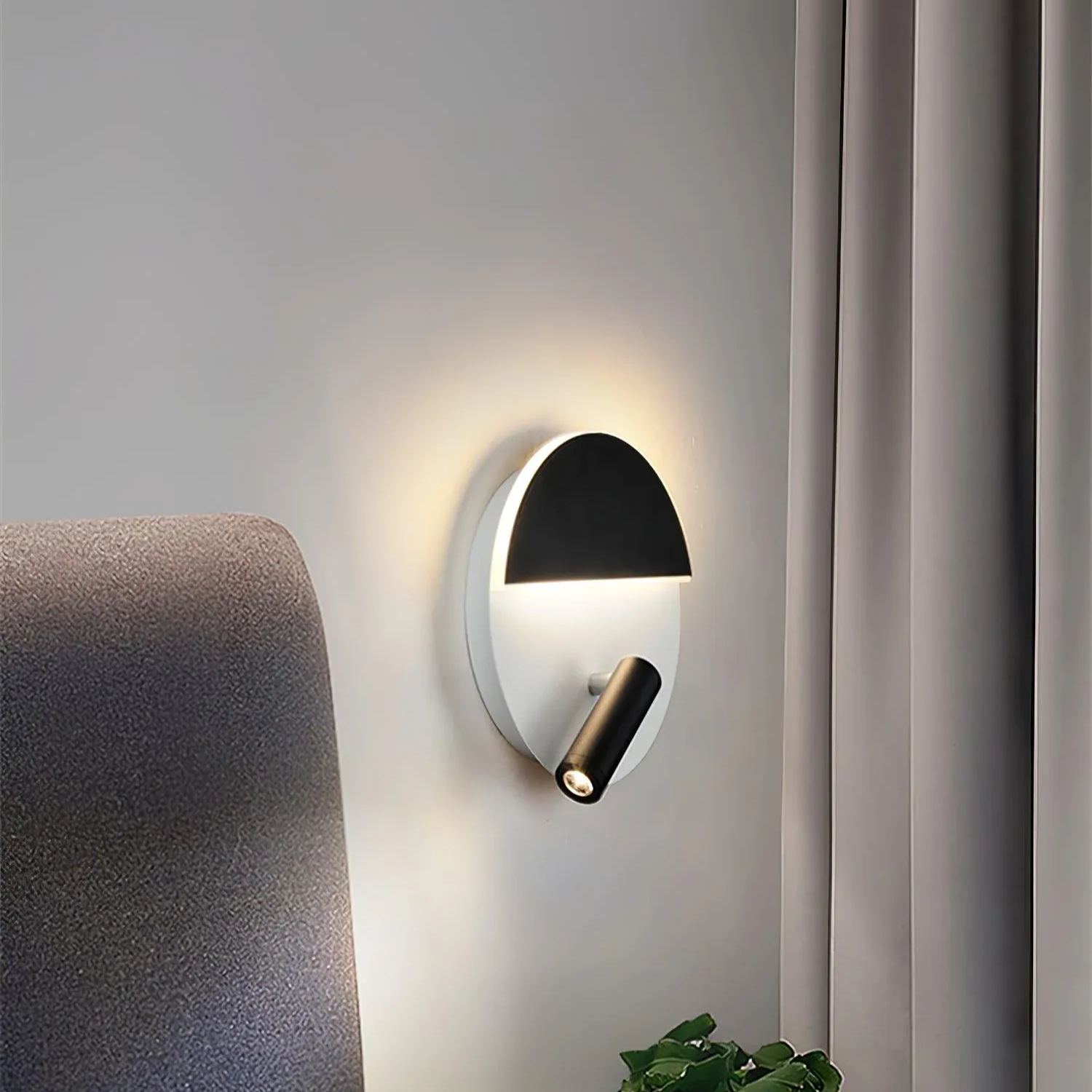 Edge Minimalismo Metal Negro Blanco Aplique Salón Comedor