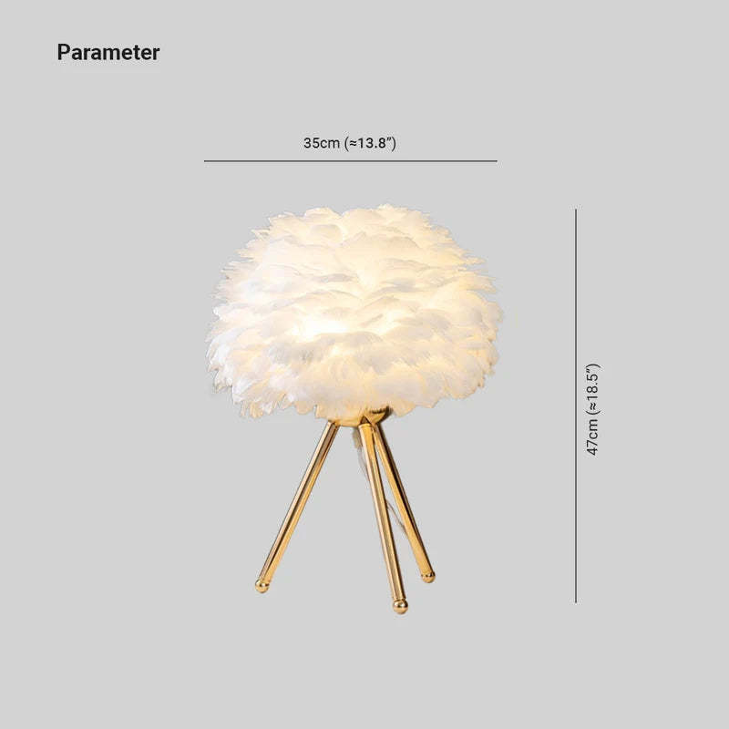 O'Moore Diseño Redonda Pluma Lámpara de Mesa Blanca/Rosa/Gris