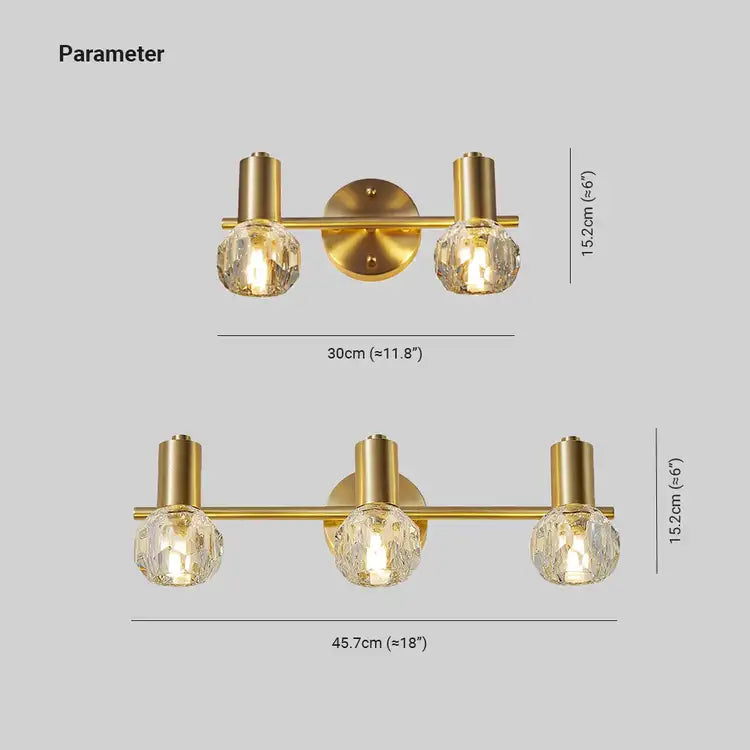 Kristy Lámpara de Pared LED Globo de lPLujo Dorada Baño / Dormitorio Metal Cristal 2 / 3 Luces