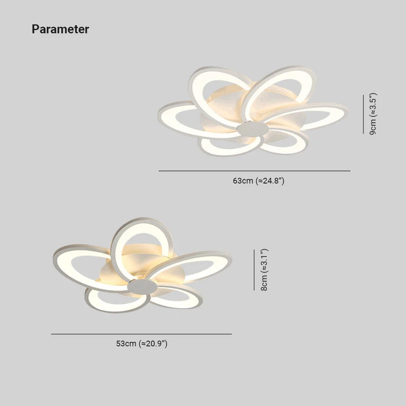 Hana Decorativa Flor Metal Lámpara de Techo, Blanca