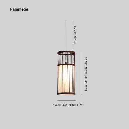 Ozawa Retro LED Lámpara Colgante Café/Madera Mesa de Comedor Metal/Bambú 2 Colores 30/42cm Largo