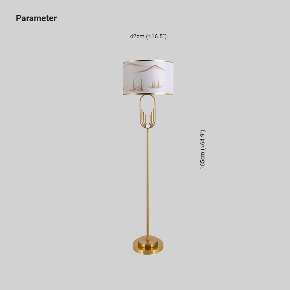 Sano Table/Floor Lamp Landscape, Metal/Fabric, Bedroom
