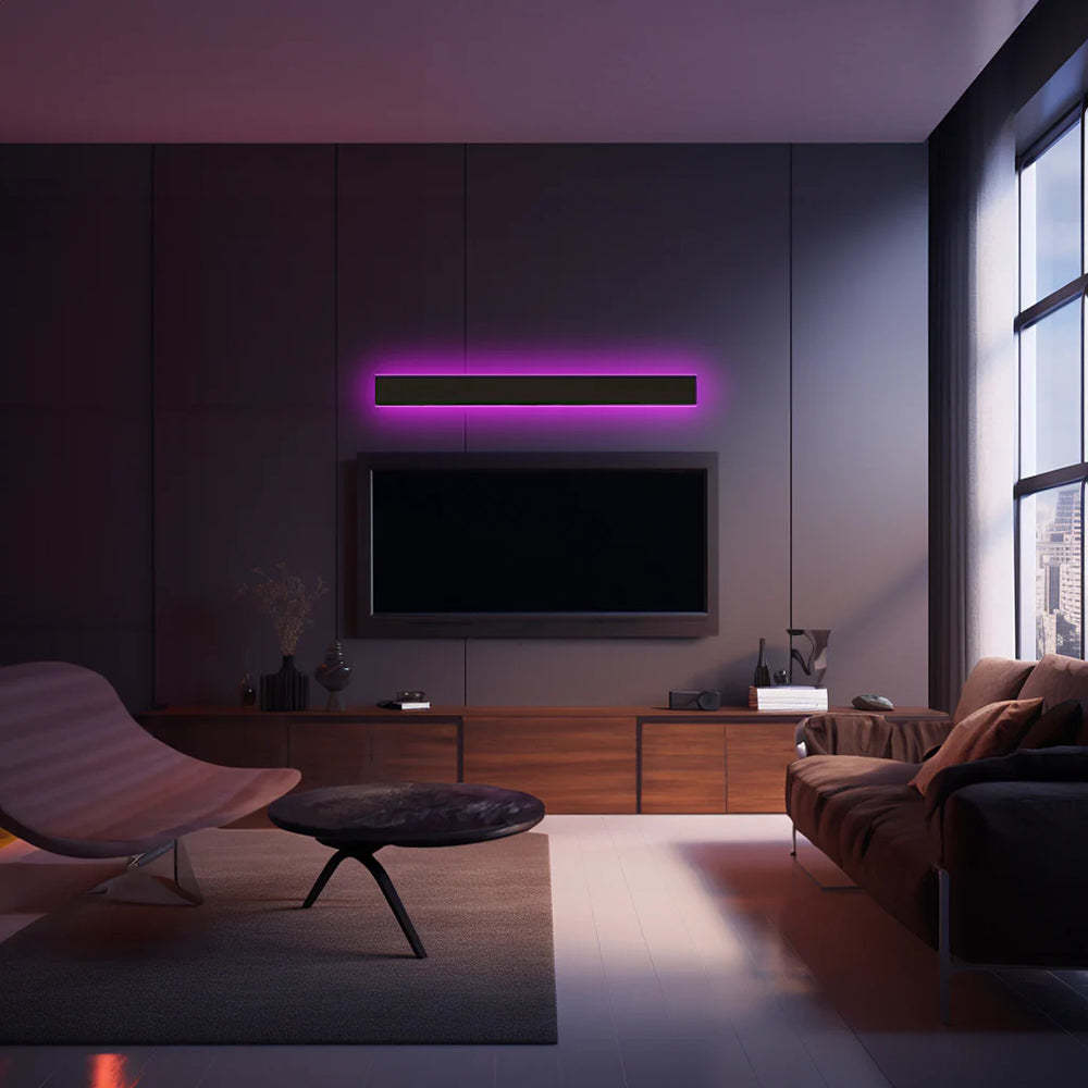 Edge Minimalista Lineal Metal Acrílico Aplique de Pared Exterior Negro