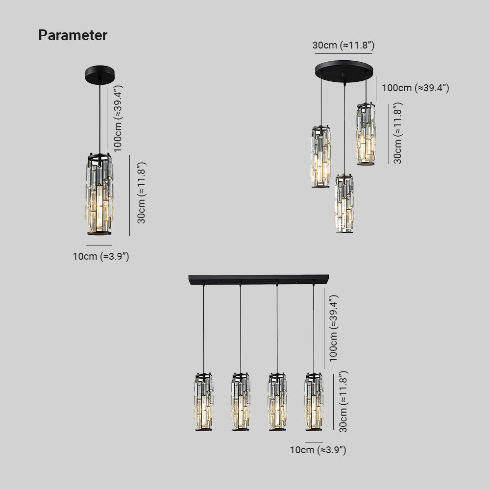 Kristy Diseño En Forma de Racimo LED Lámpara Colgante Negro/Oro Comedor Mesa de Comedor Cristal 1/3/4 Llamas