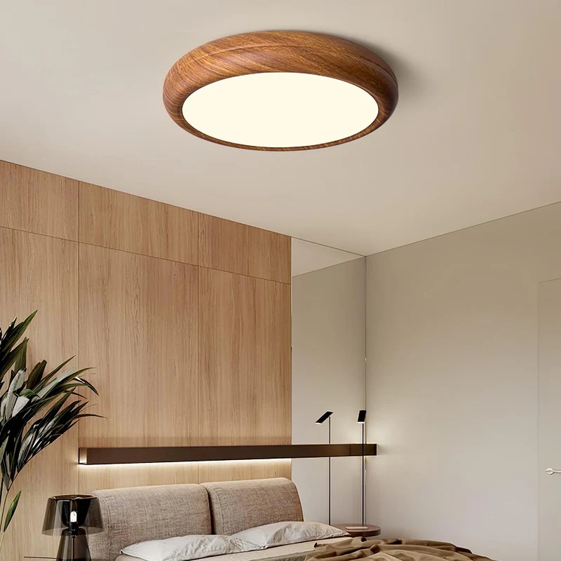 Ozawa Modern Minimalism Round Wood Ceiling Lamp Bedroom  Dining Room