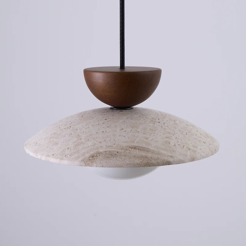 Zaid Modern Round Travertine Pendant Light Shades Dining Room