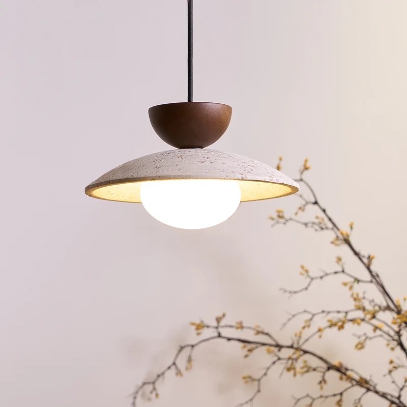 Zaid Modern Round Travertine Pendant Light Shades Dining Room