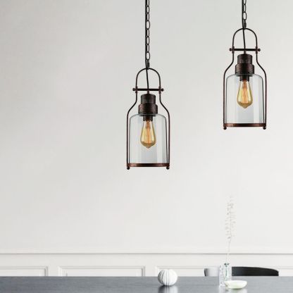 Austin Diseño Lámpara Colgante LED Negro y Óxido Sala de Estar/Dormitorio/Comedor Metal y Vidrio