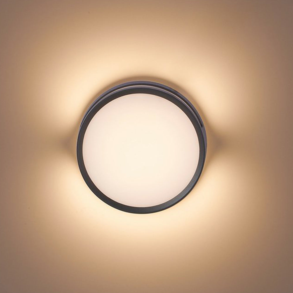 Orr Moderna lámpara de pared LED circular para exteriores en color negro Metal y acrílico