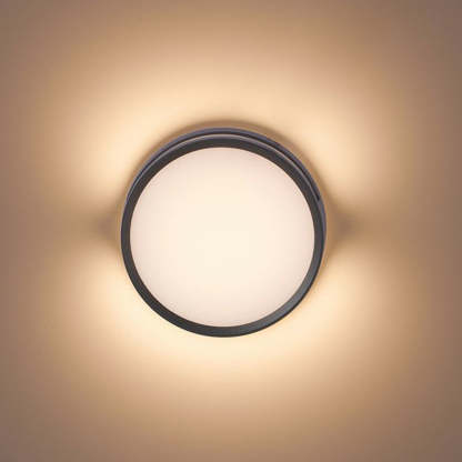 Orr Moderna lámpara de pared LED circular para exteriores en color negro Metal y acrílico