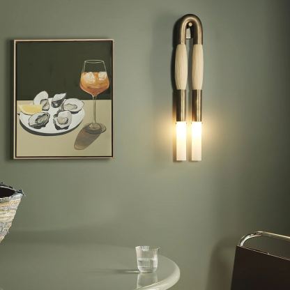 Alessio Antiguo Metal Vidrio Crin Lámpara de Pared Dormitorio Salón