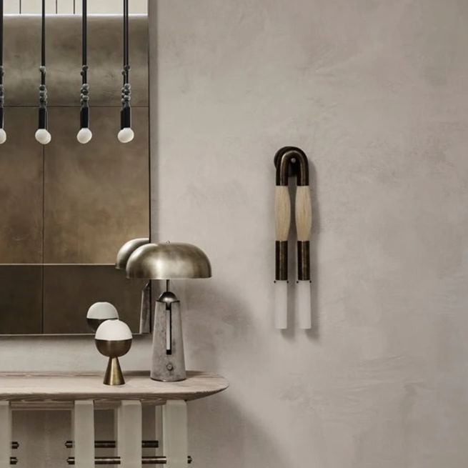 Alessio Antiguo Metal Vidrio Crin Lámpara de Pared Dormitorio Salón