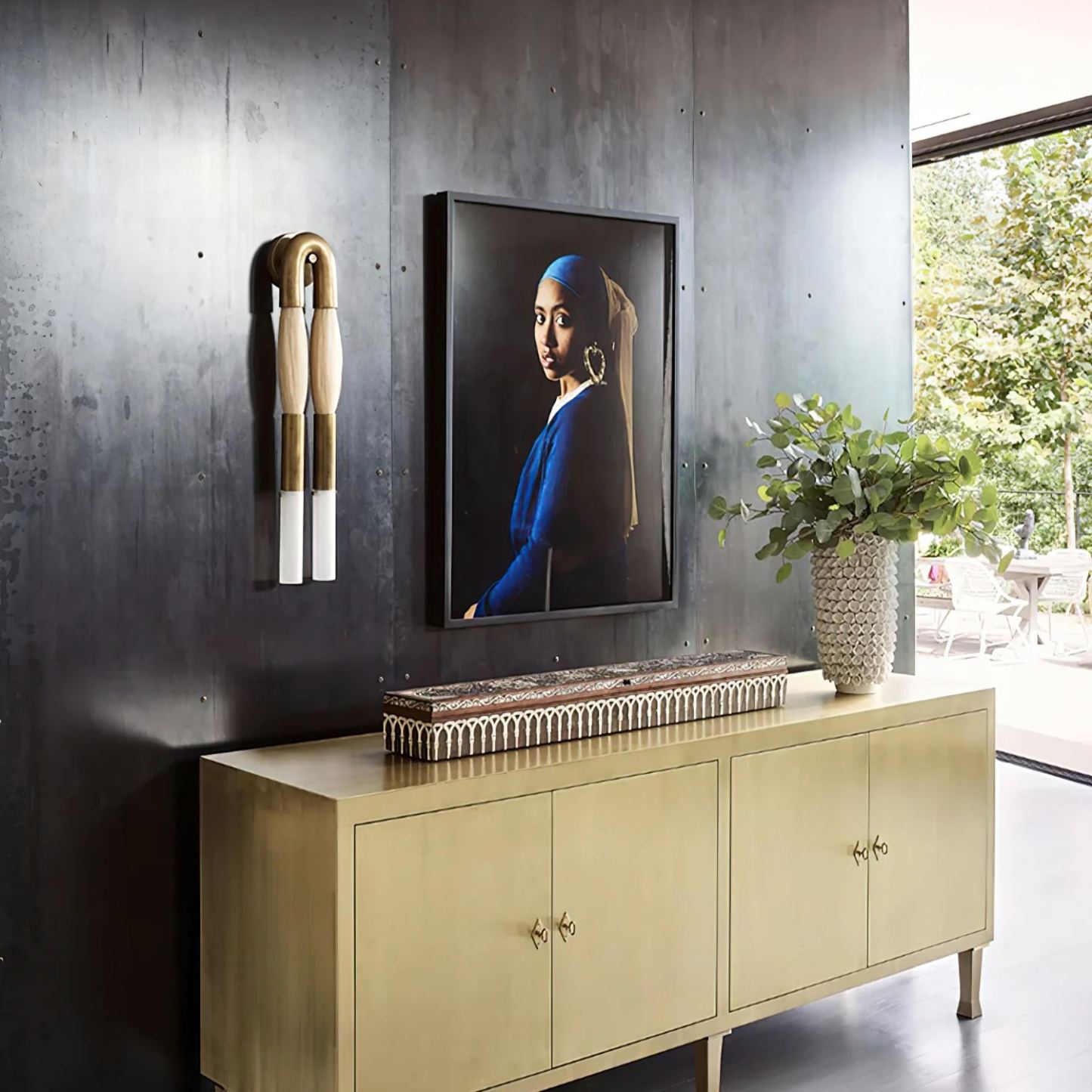 Alessio Antiguo Metal Vidrio Crin Lámpara de Pared Dormitorio Salón