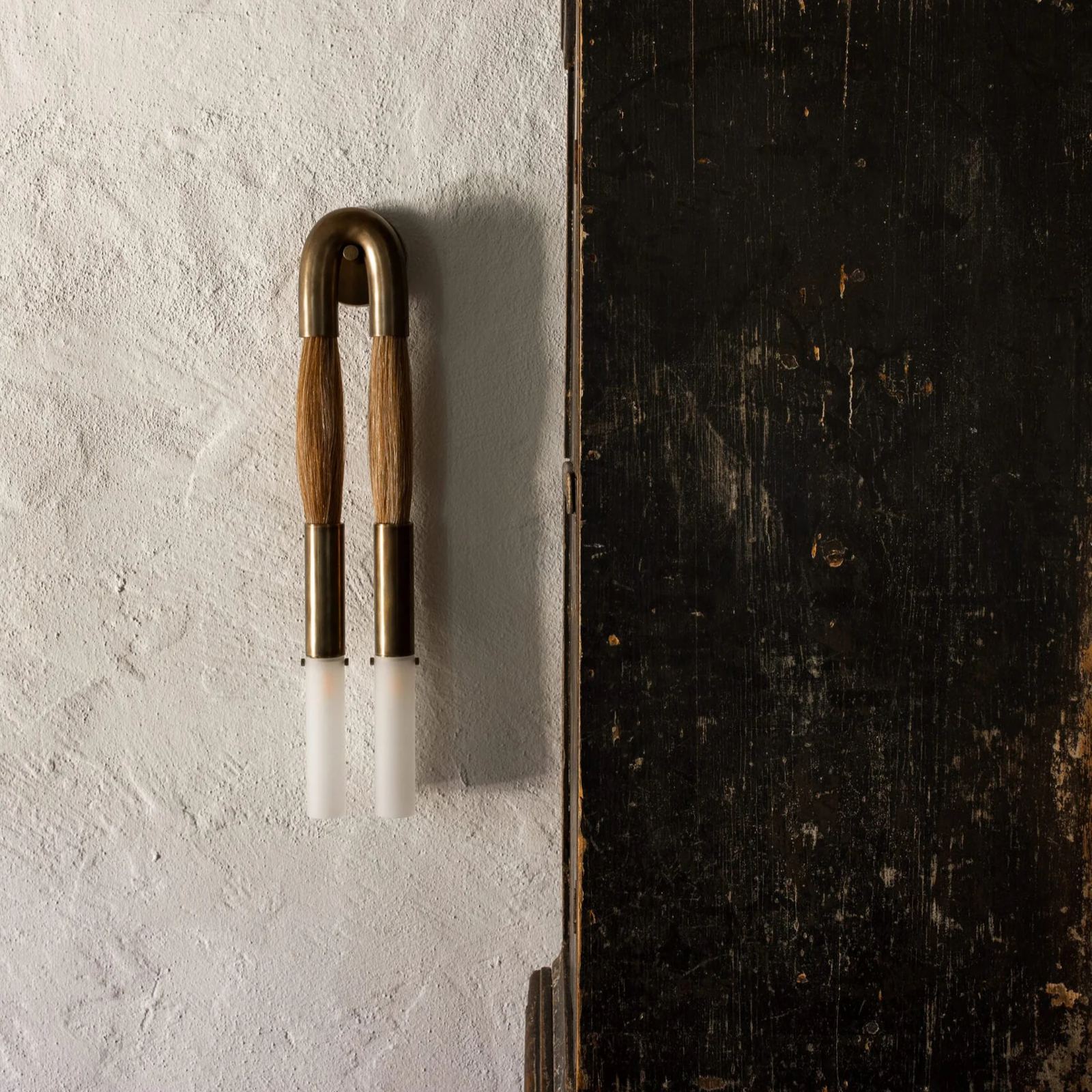 Alessio Antiguo Metal Vidrio Crin Lámpara de Pared Dormitorio Salón