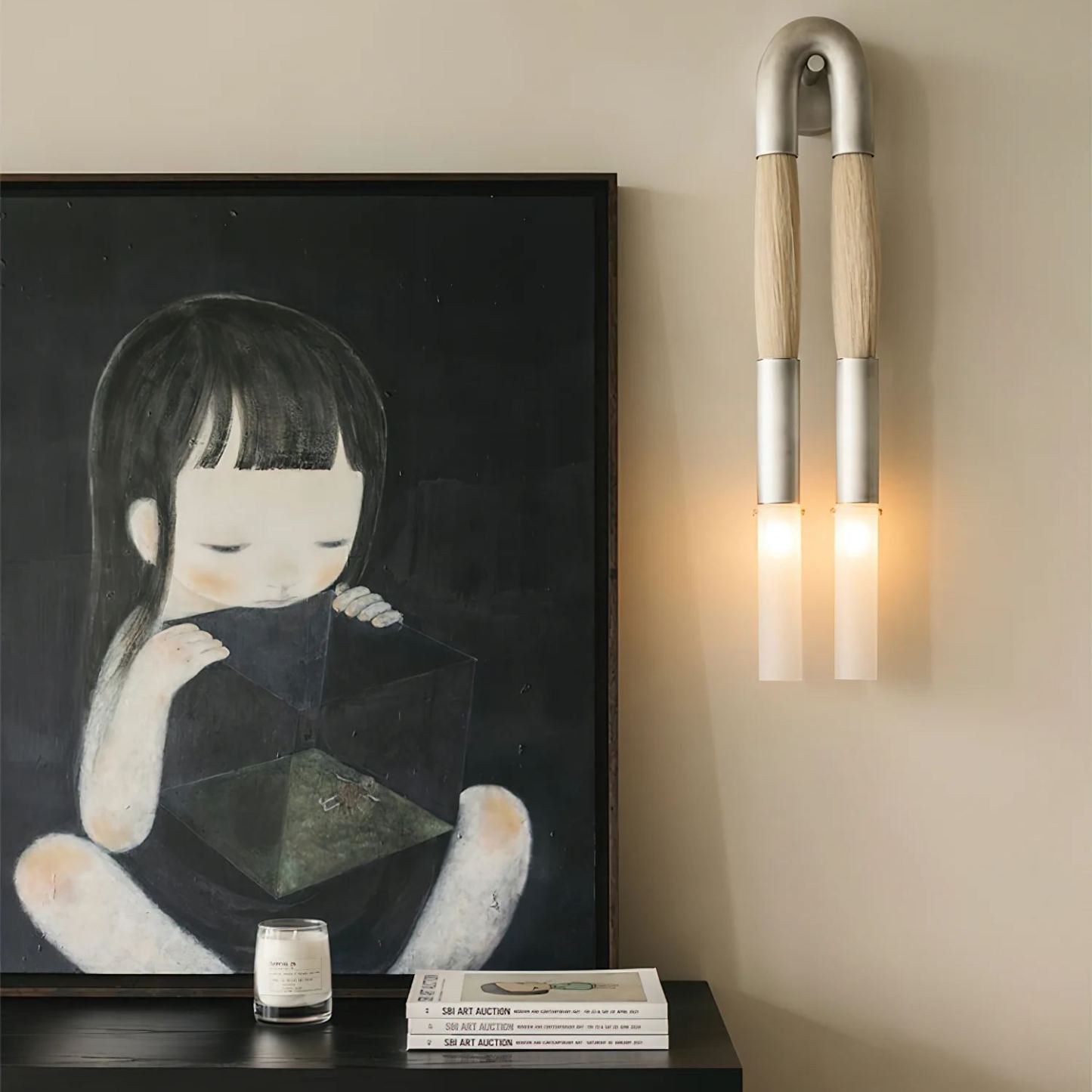 Alessio Antiguo Metal Vidrio Crin Lámpara de Pared Dormitorio Salón