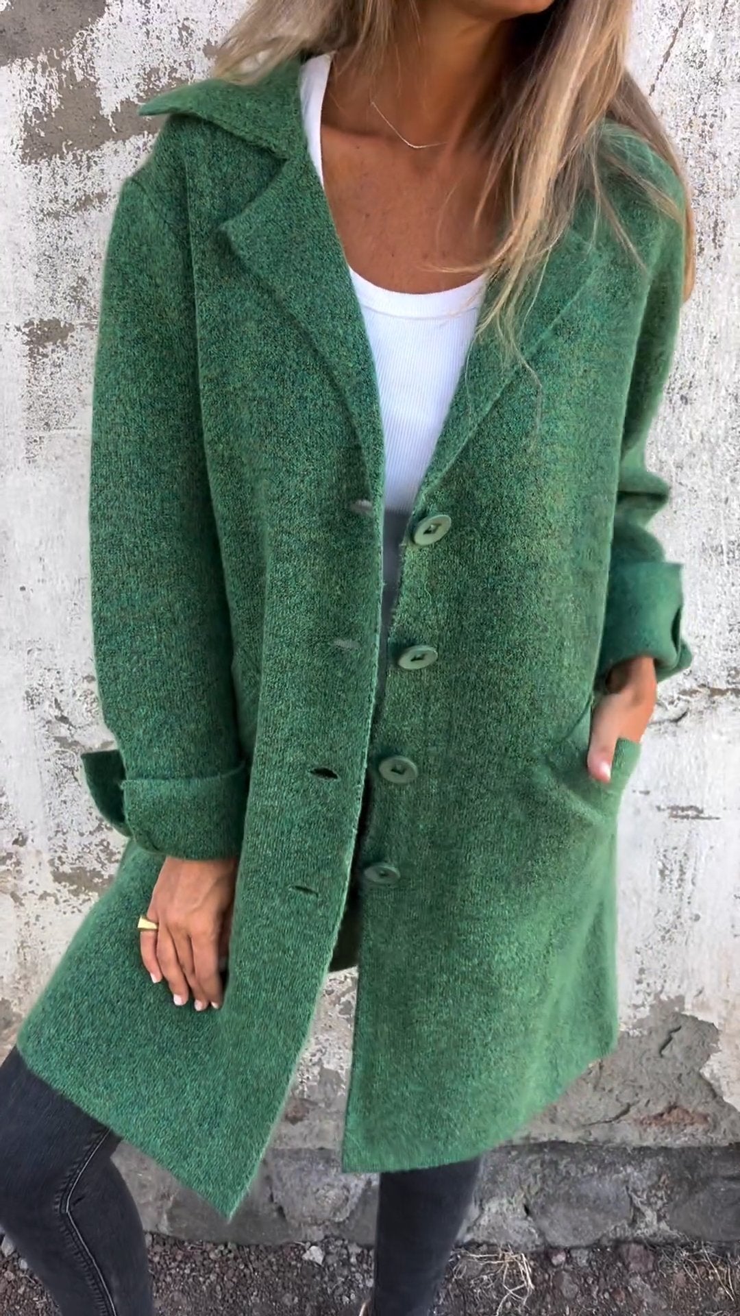 CLEARANCE SALE🔥 Casual Lapel Wool Single Breasted Long Coat- 48% OFF
