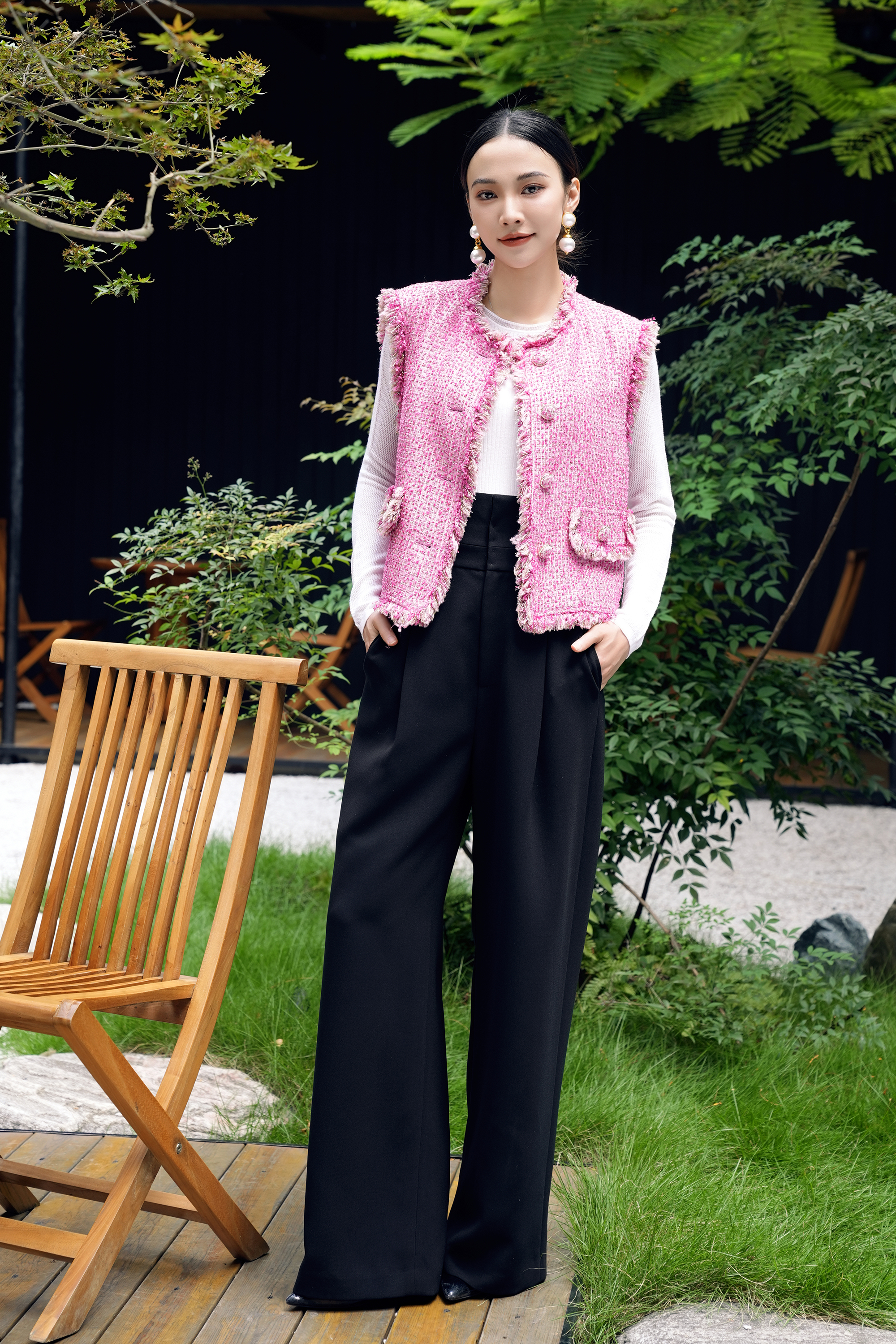 BESIONIA Black High Waist Casual Pants