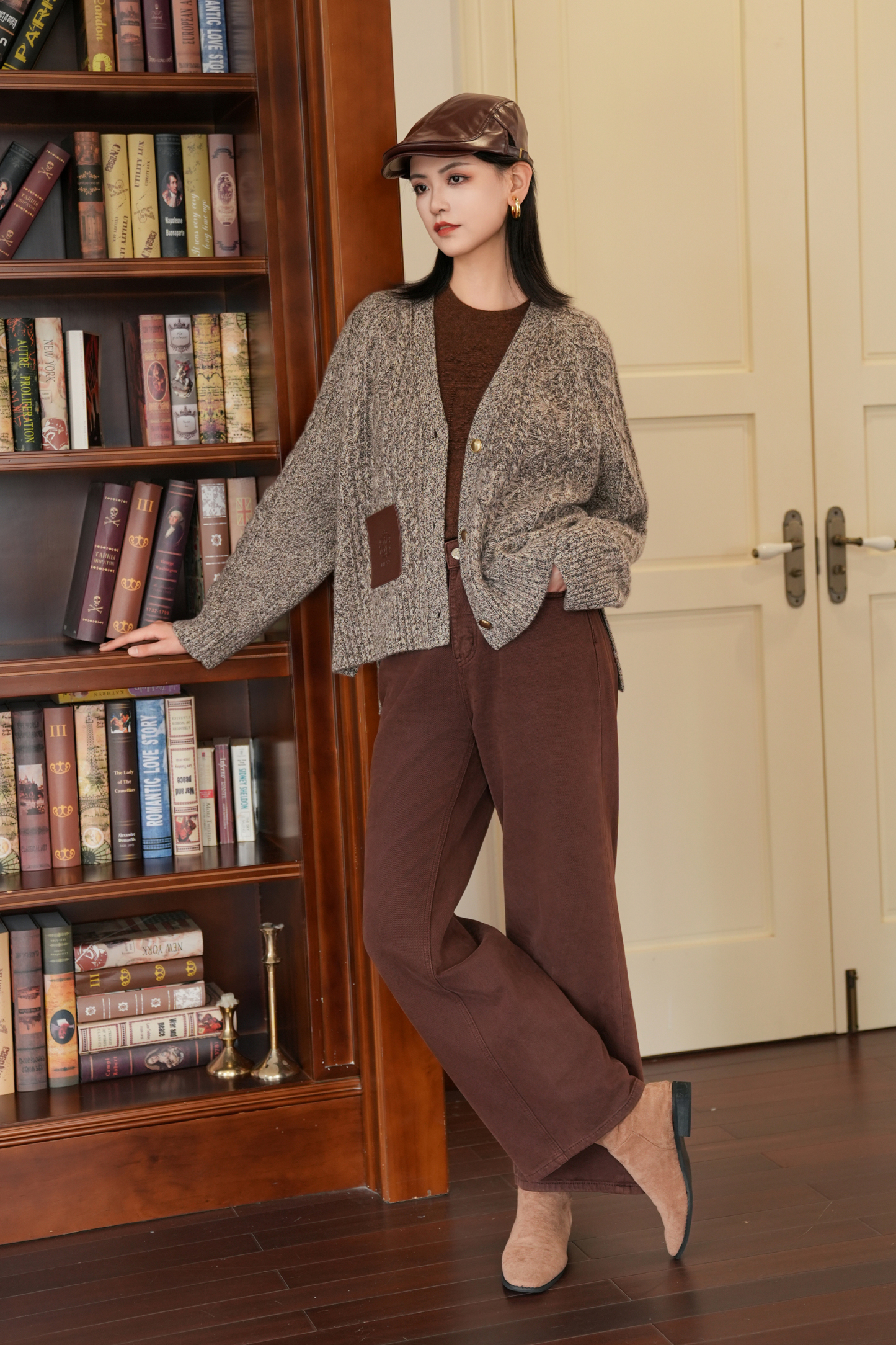 BESIONIA Brown Sheep Wool Blouse