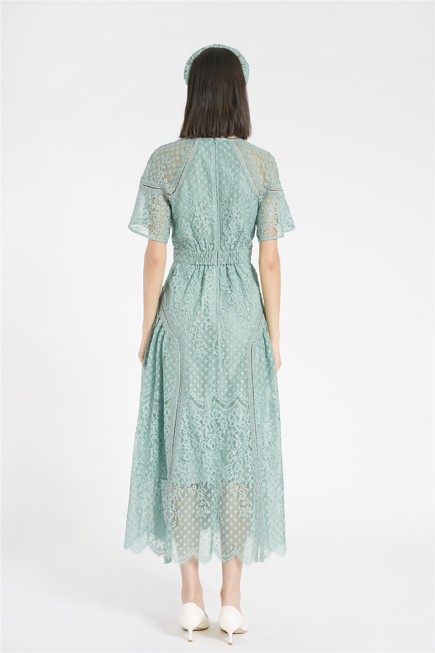 BESIONIA Elegant Cutout Lace Dress