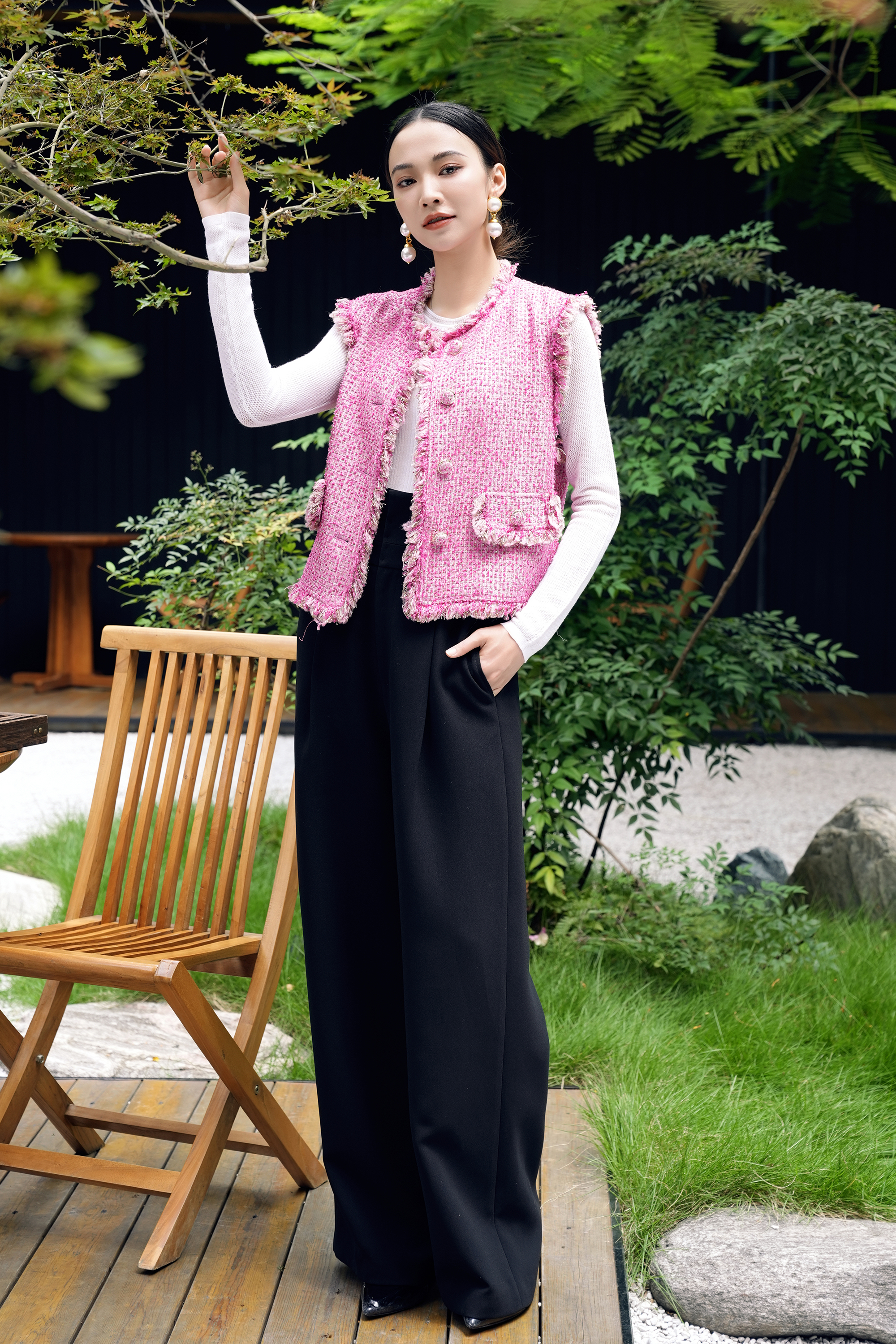 BESIONIA Black High Waist Casual Pants