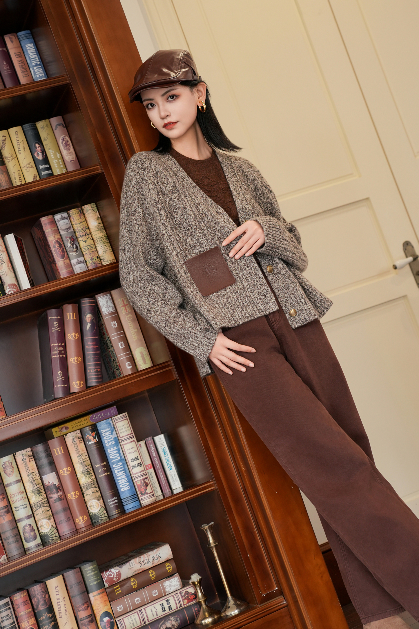 BESIONIA Brown Sheep Wool Blouse