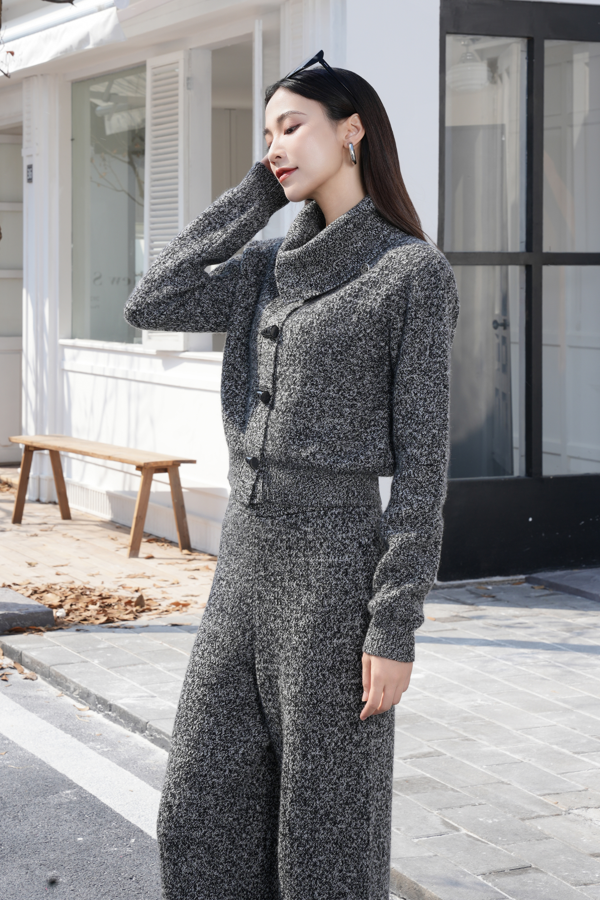 BESIONIA Sheep Wool Temperament Casual Wide Leg Pants