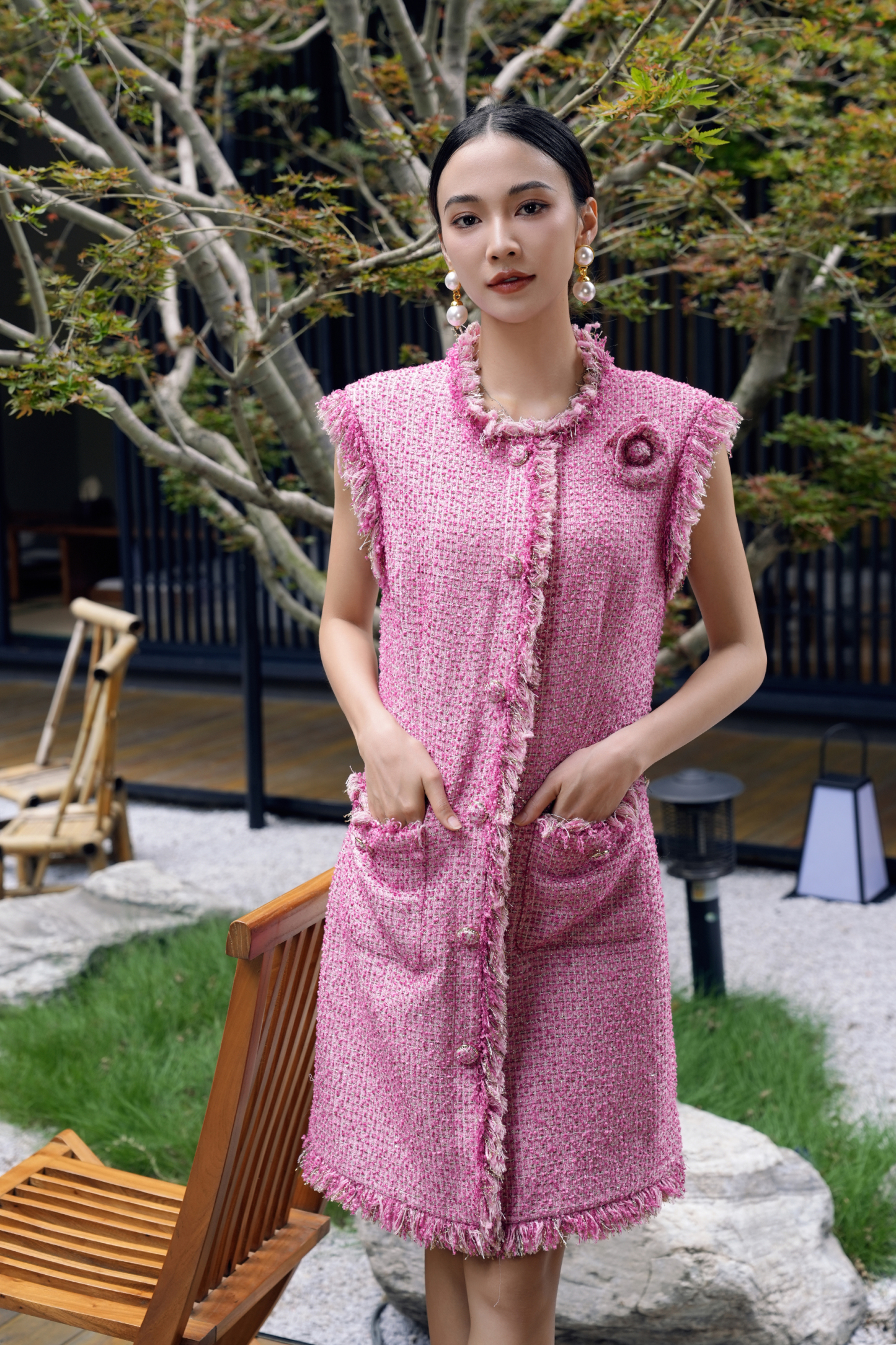 BESIONIA Patchwork Printed Sleeveless Dress