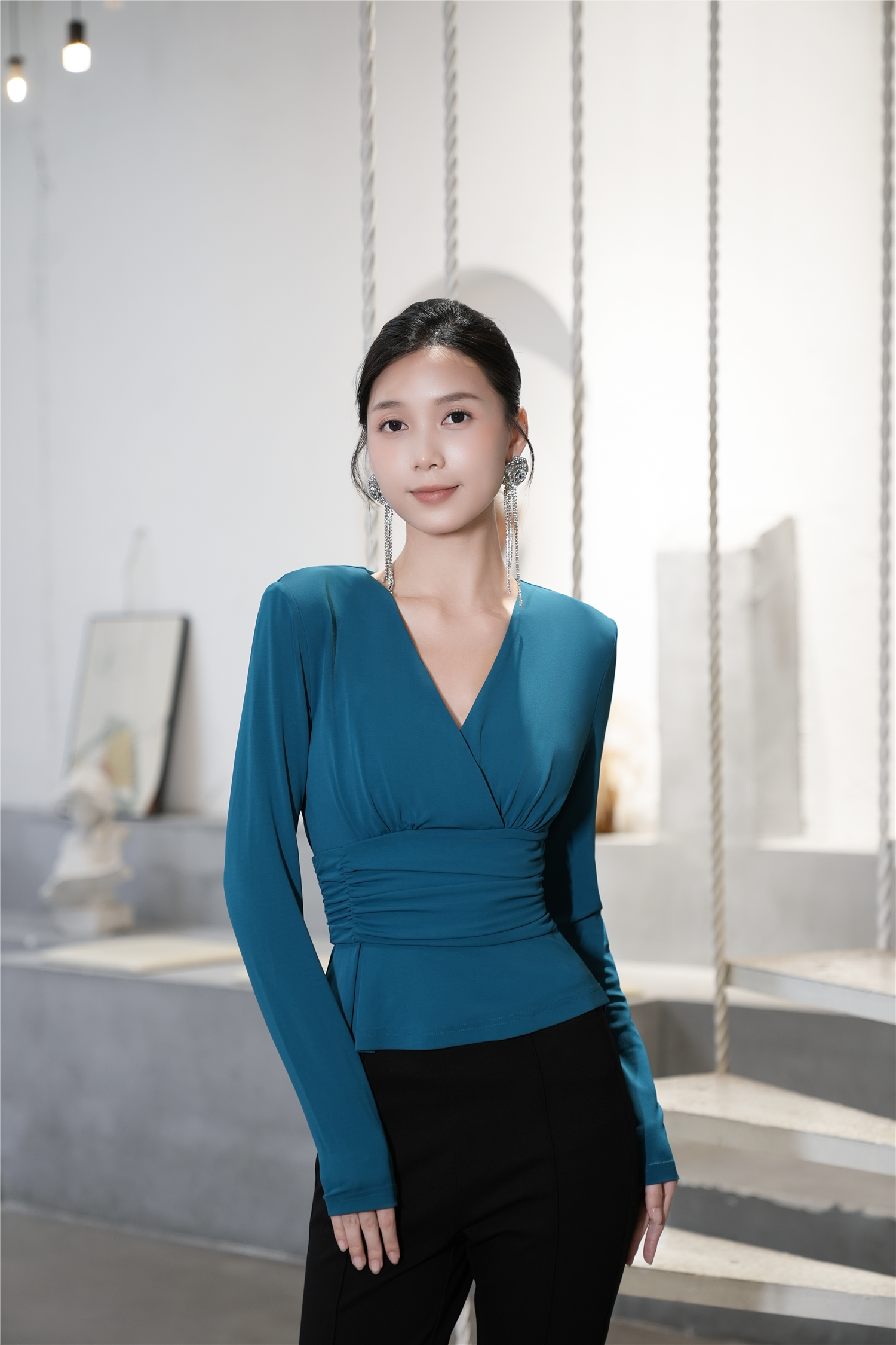 BESIONIA Elegant Vintage Style Pumped  Blouse