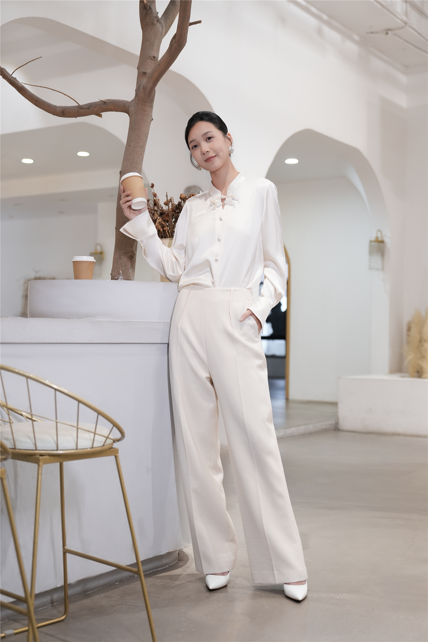 BESIONIA Sheep Wool Straight Leg Casual Pants