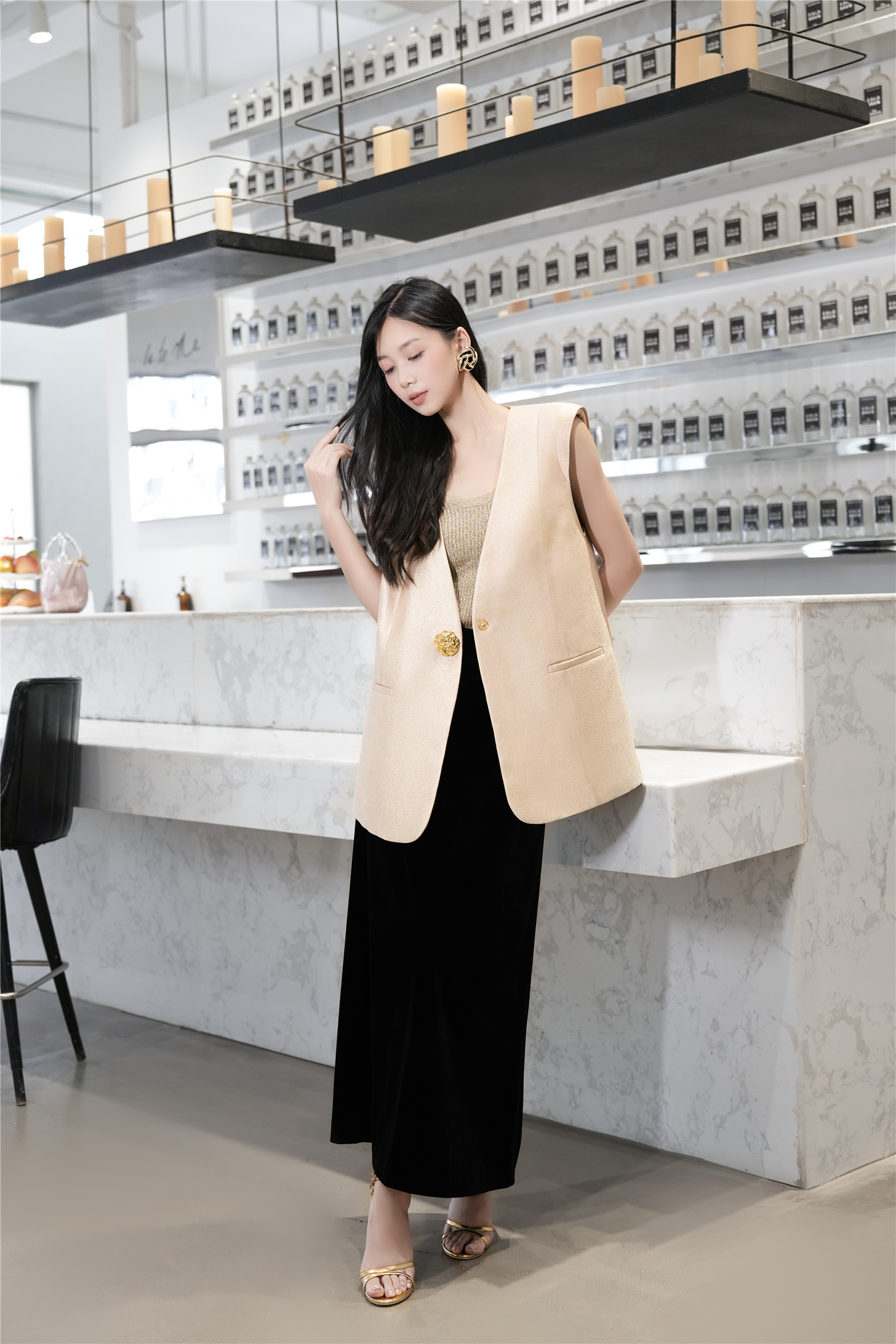 BESIONIA Temperament Sleeveless One Button Vest