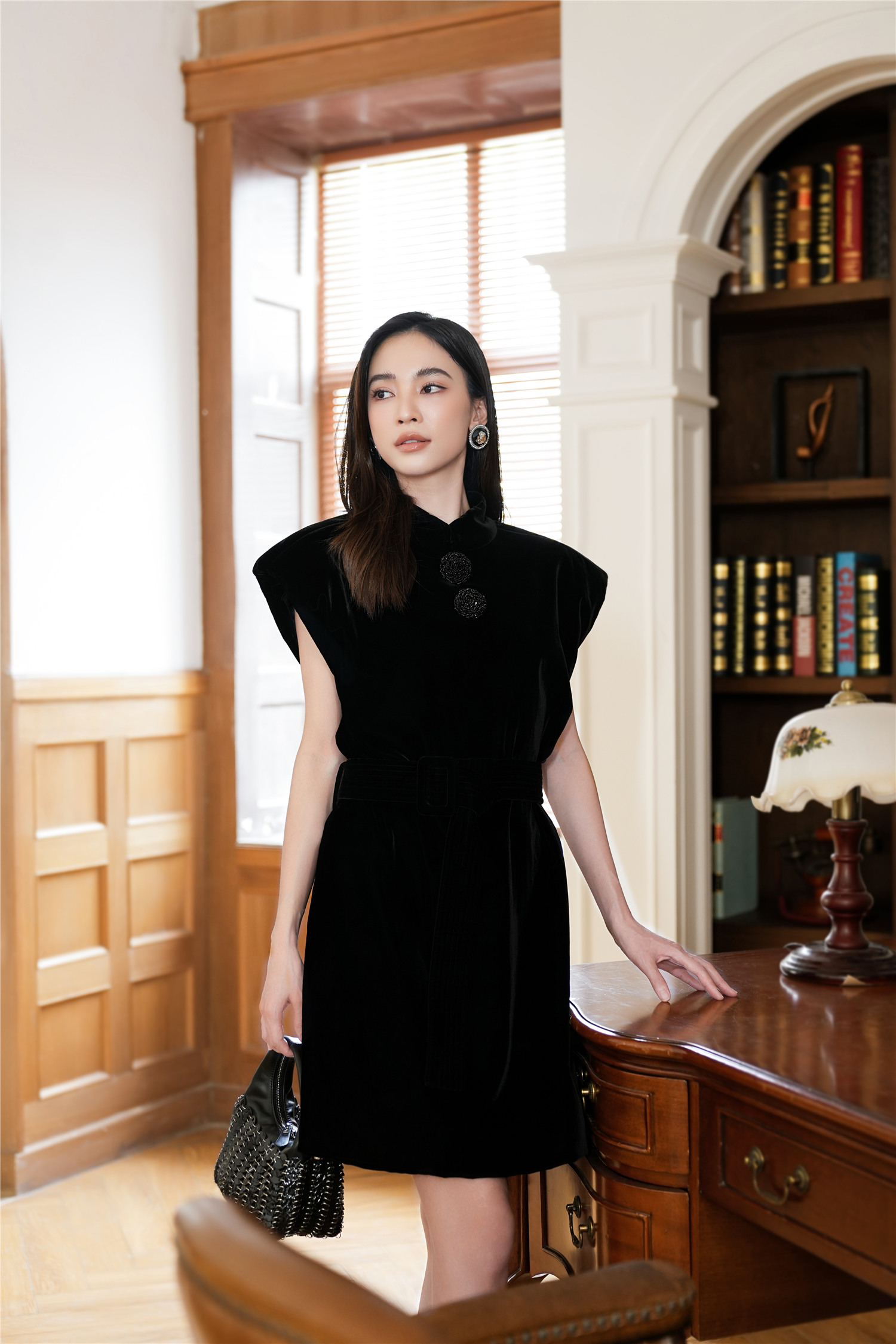 BESIONIA New Chinese Plate Button Elegant Wind Dress