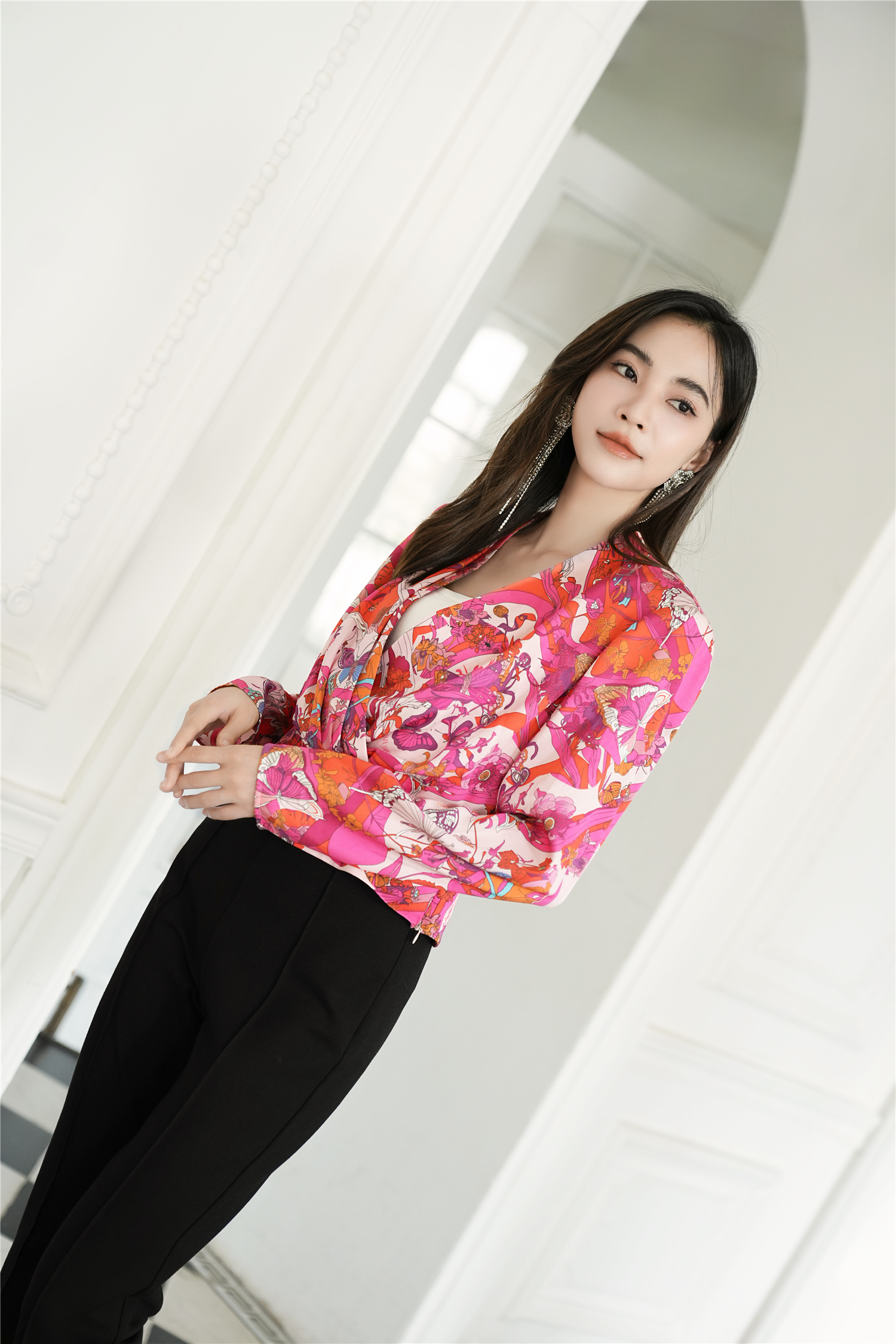 BESIONIA Printed Ladylike Blouse