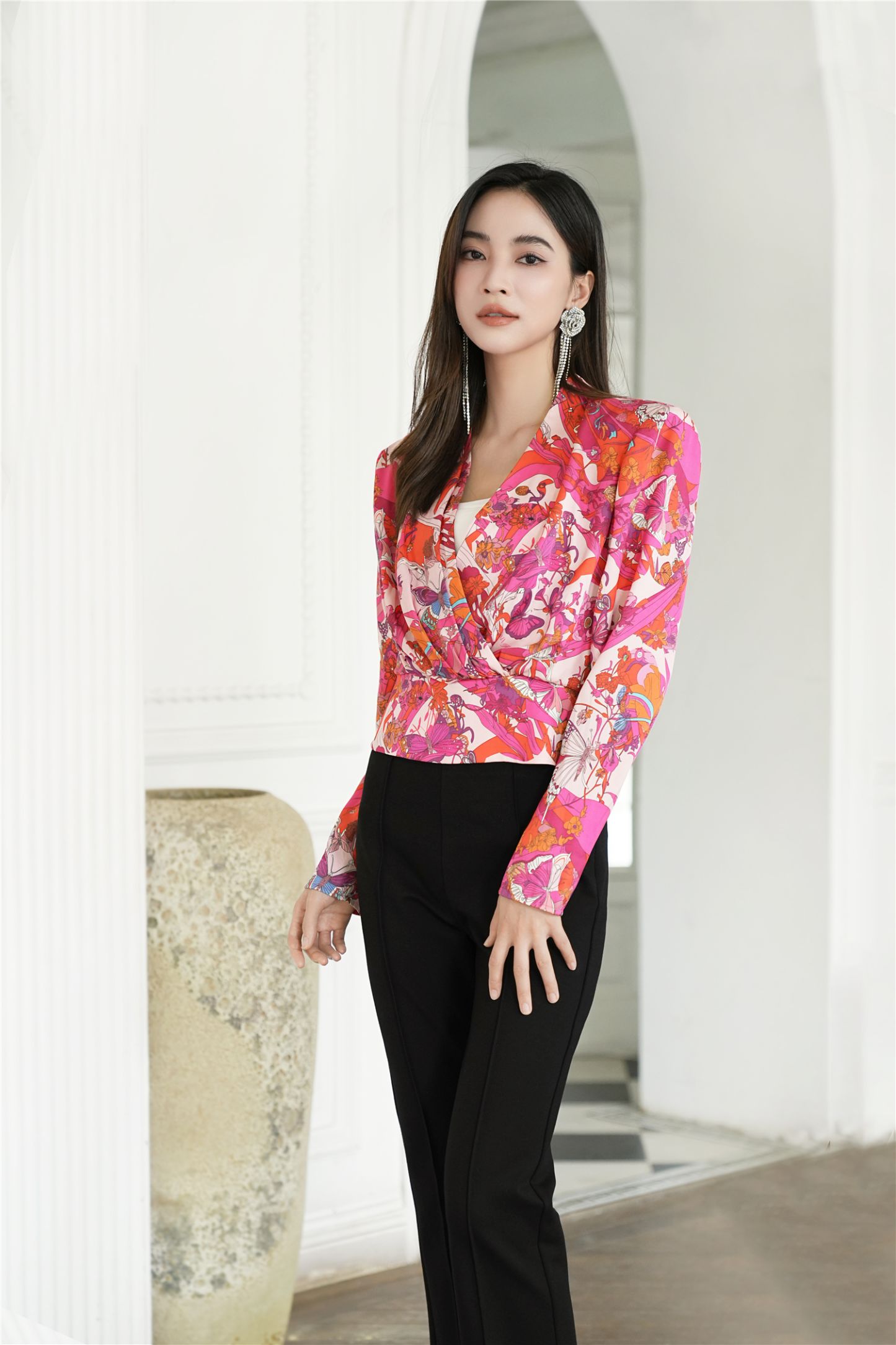 BESIONIA Printed Ladylike Blouse