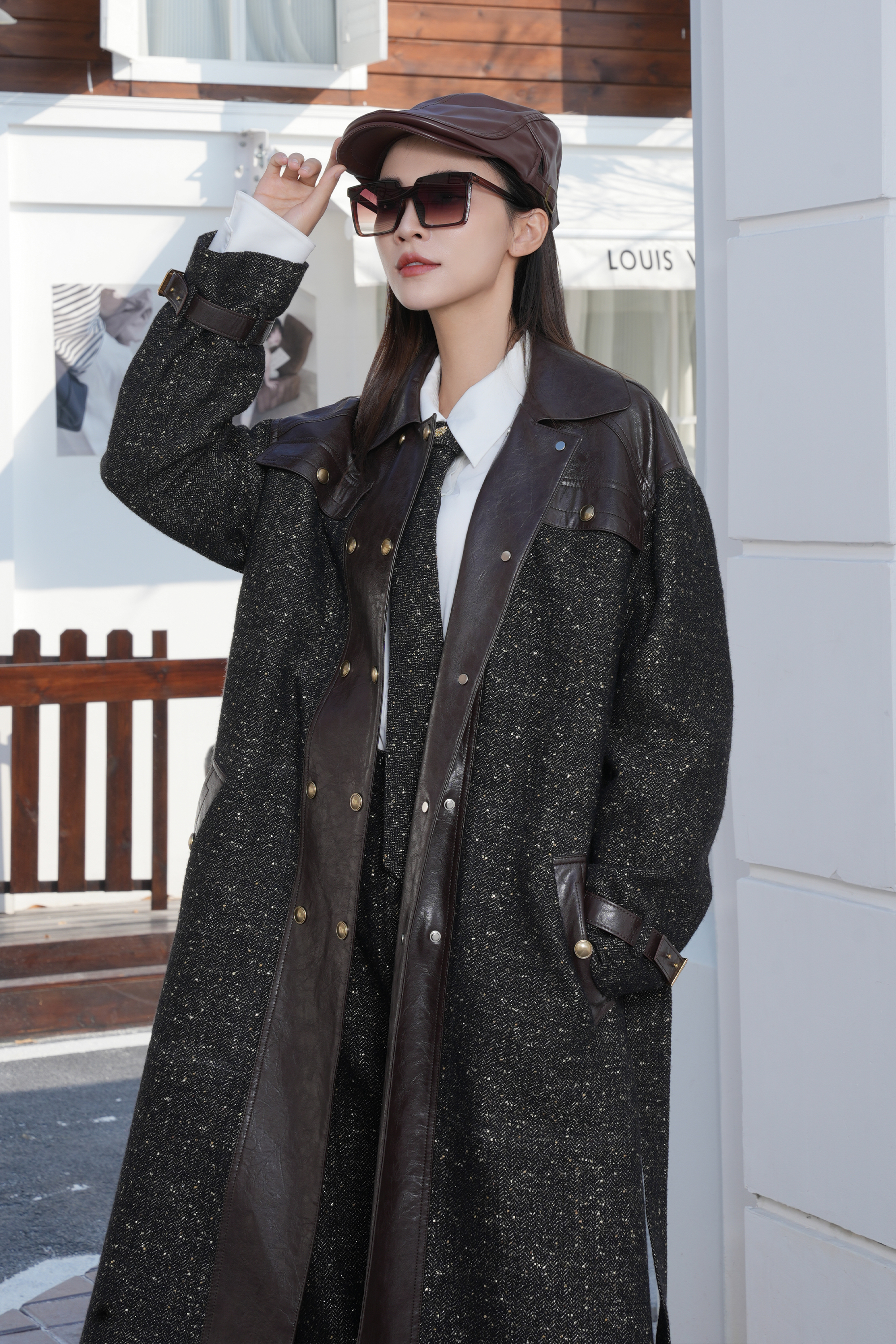 BESIONIA Patchwork Color Clash Elegant Coat