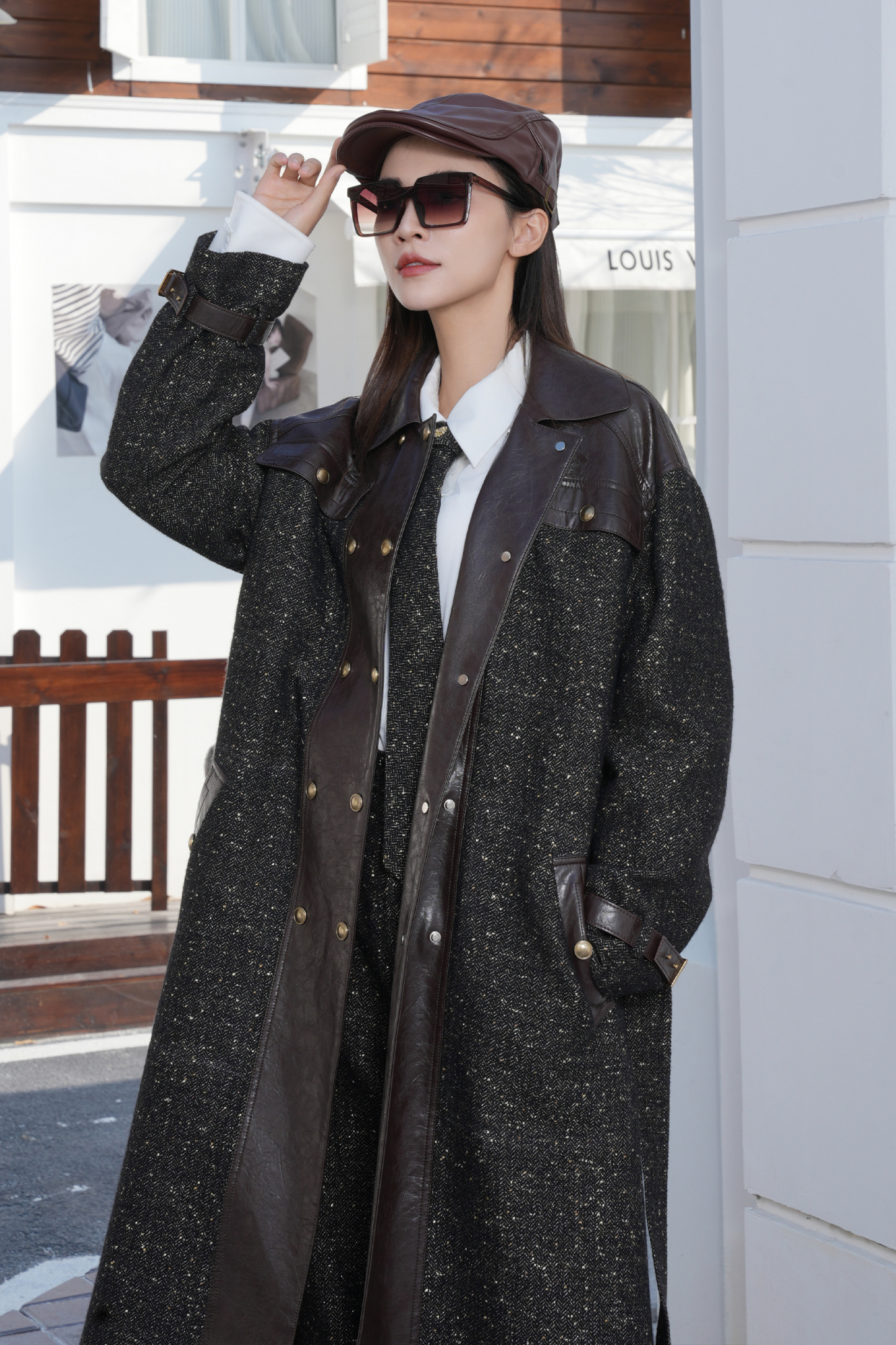 BESIONIA Patchwork Color Clash Elegant Coat