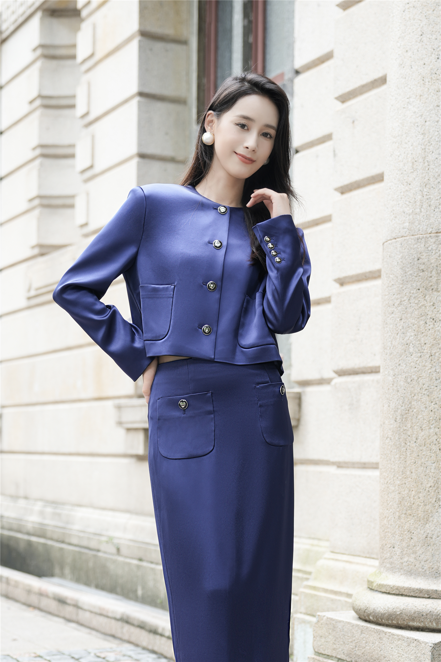 BESIONIA French Heart Button Wrap Skirt