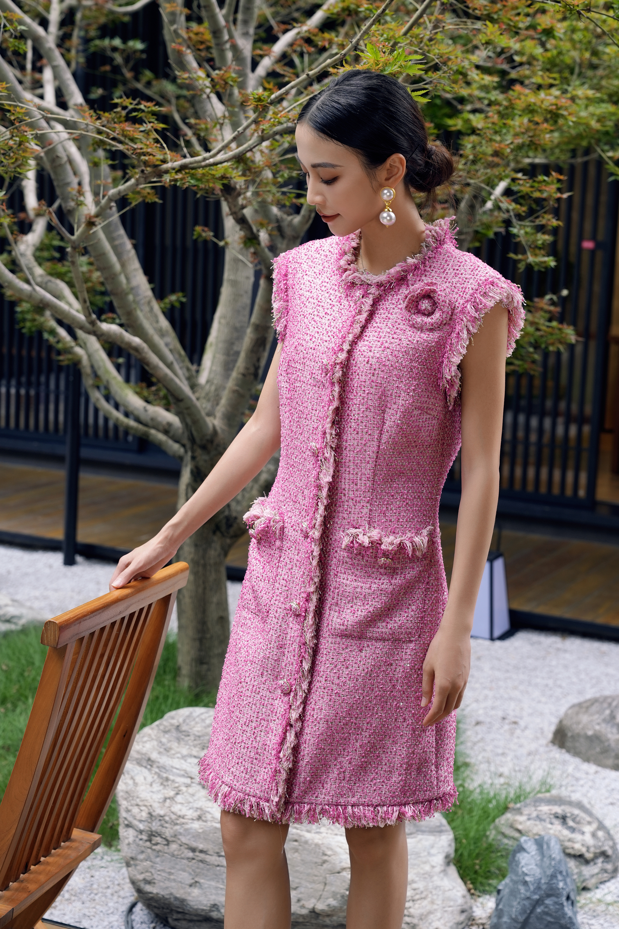 BESIONIA Patchwork Printed Sleeveless Dress