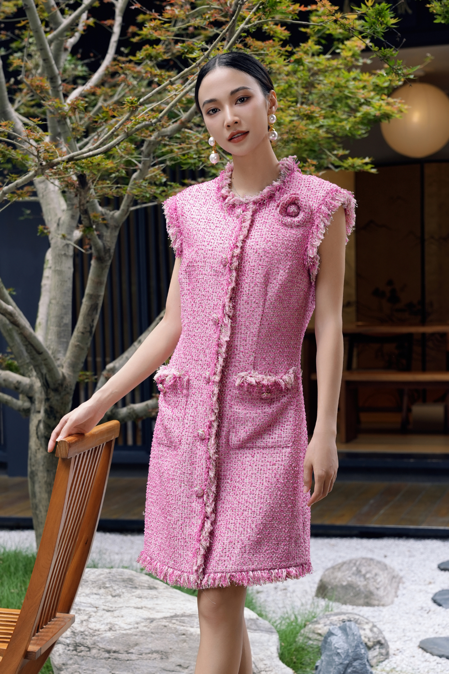 BESIONIA Patchwork Printed Sleeveless Dress