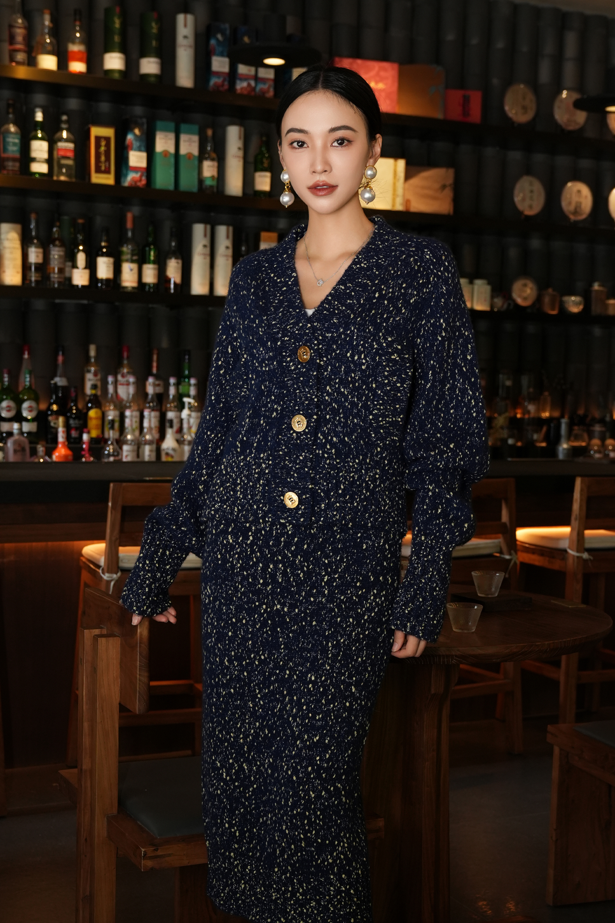 BESIONIA Sheep Wool Vintage Floral Button Down Jacket