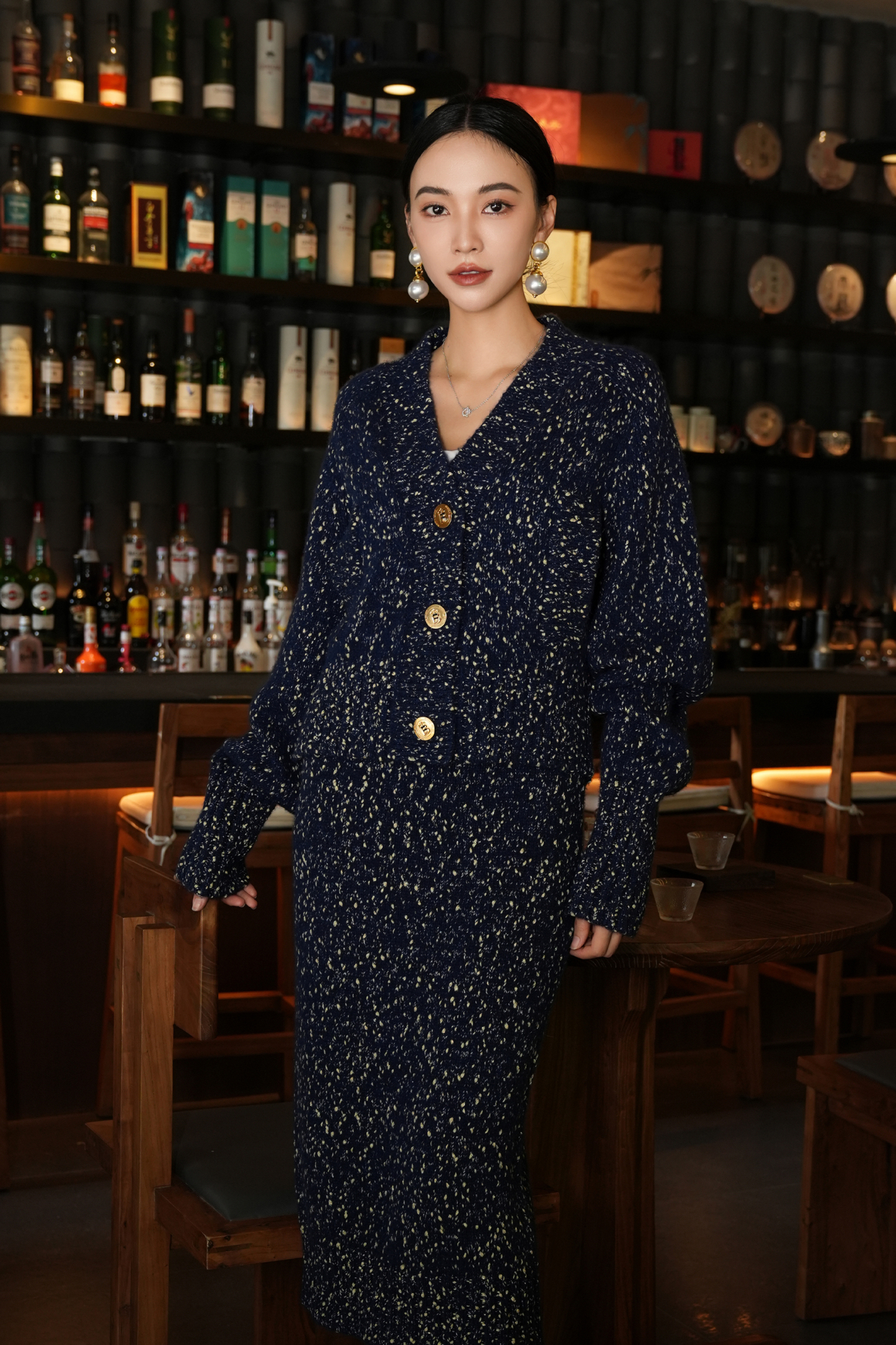 BESIONIA Sheep Wool Vintage Floral Button Down Jacket