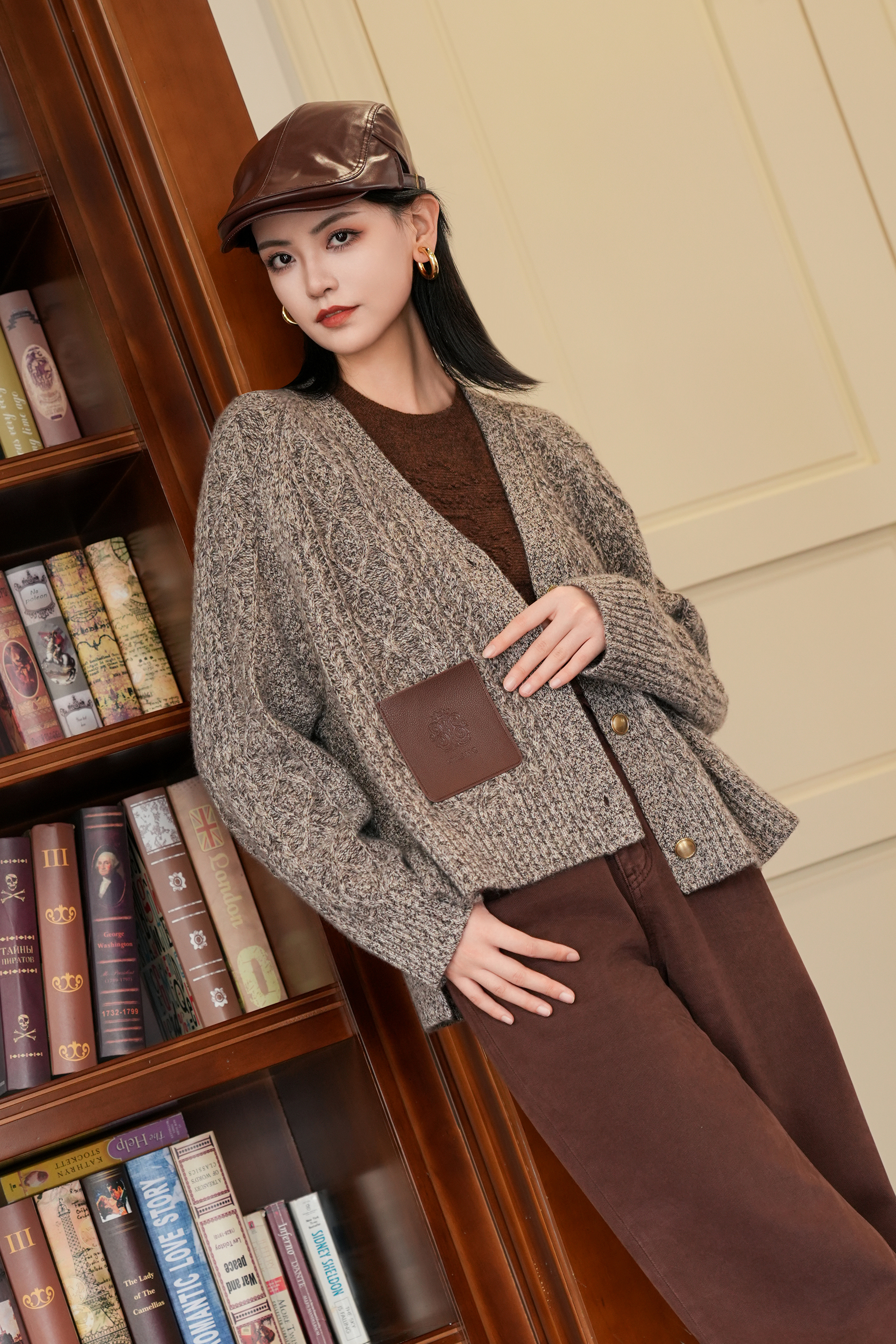 BESIONIA Brown Sheep Wool Blouse