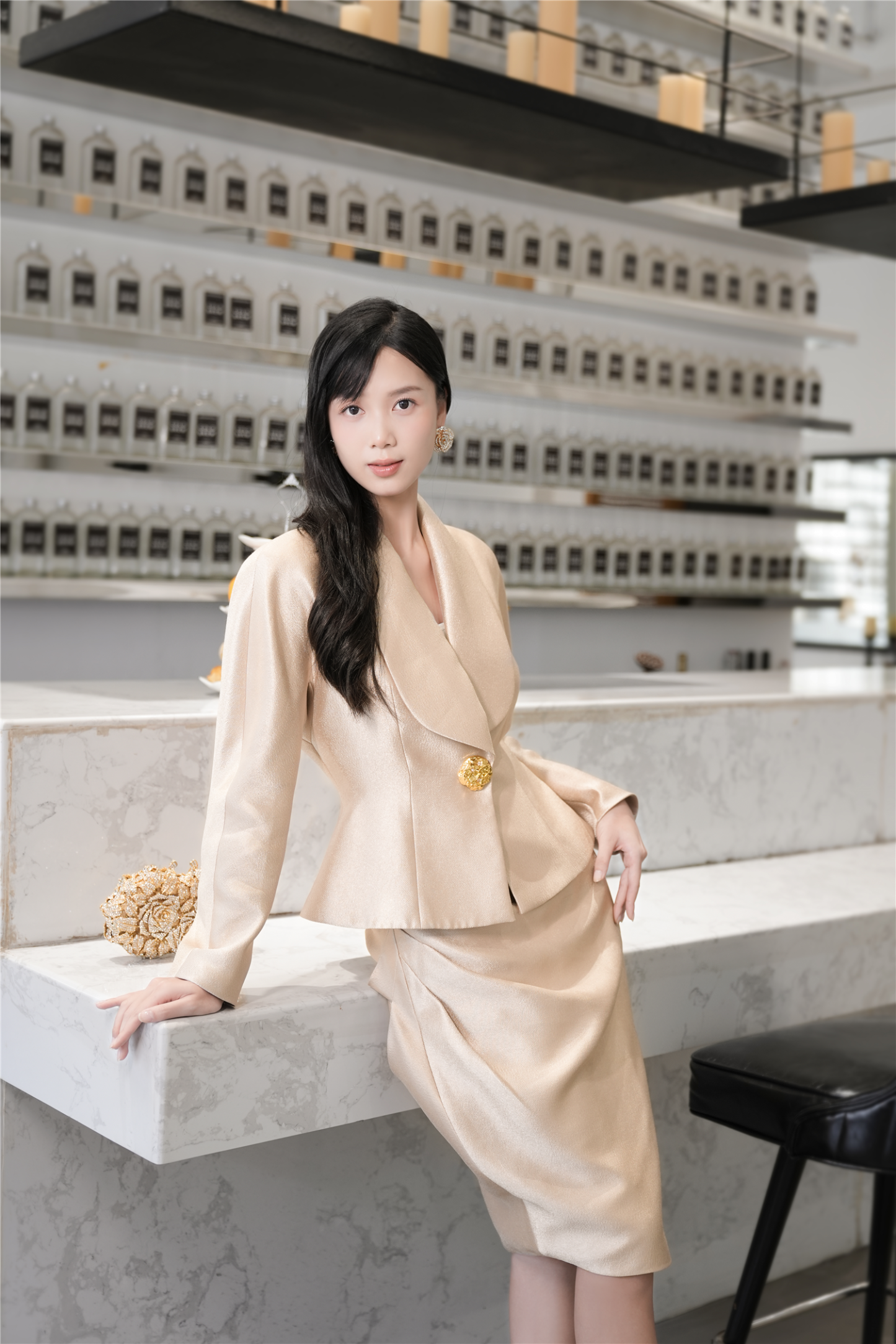 BESIONIA Elegant Waisted Commuter Outerwear