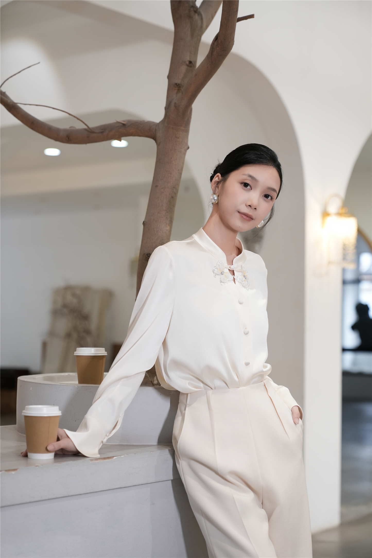 BESIONIA Butterfly Plate Button Design Shirt