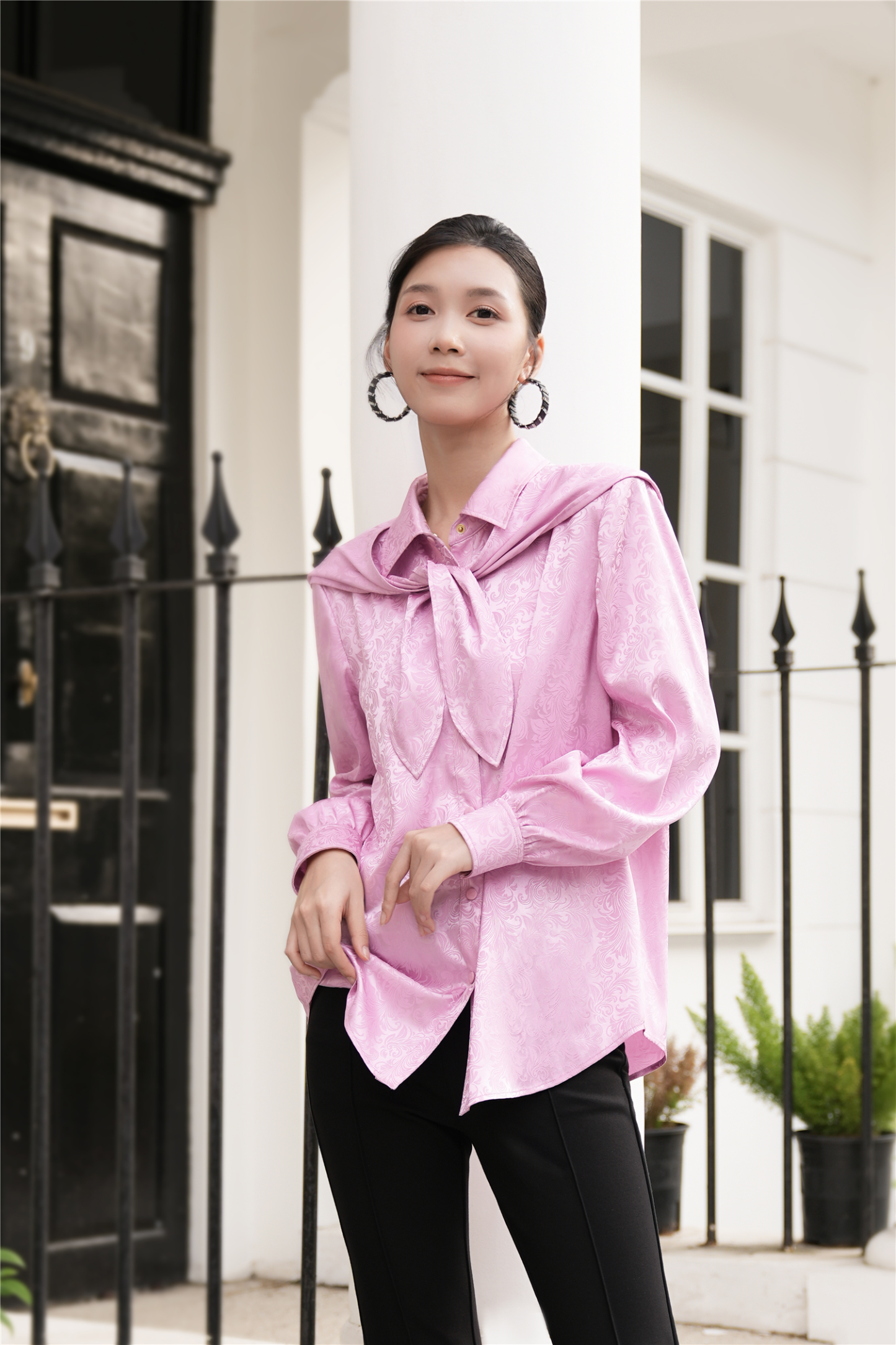 BESIONIA Printed Removable Collar Shirt