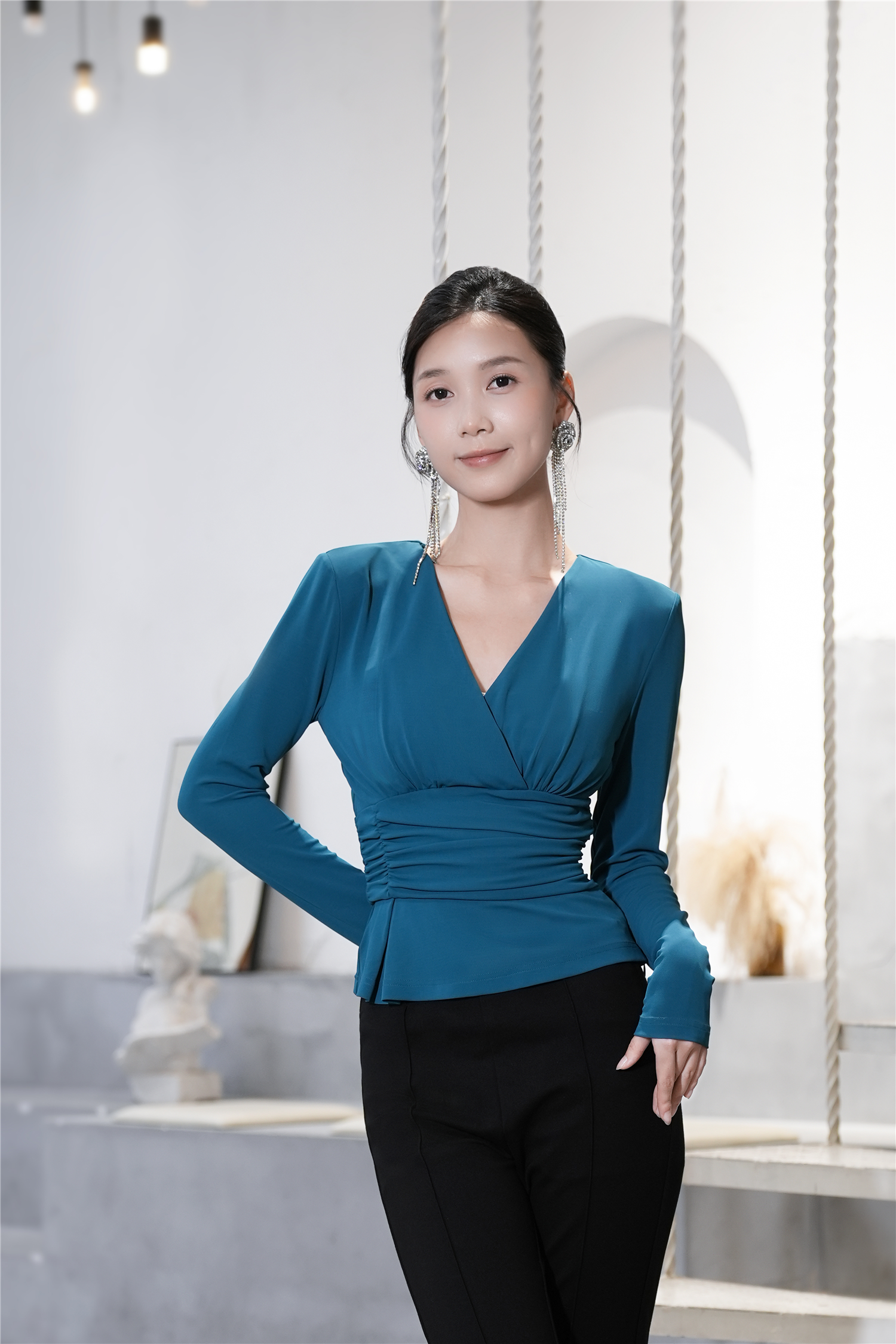 BESIONIA Elegant Vintage Style Pumped  Blouse